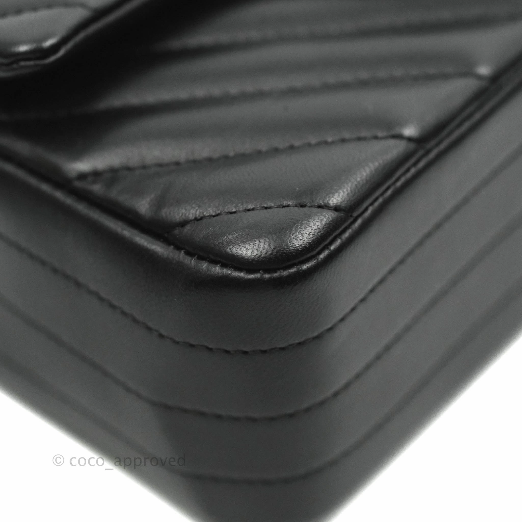 Chanel Mini Rectangular Lambskin Chevron Black Gold Hardware