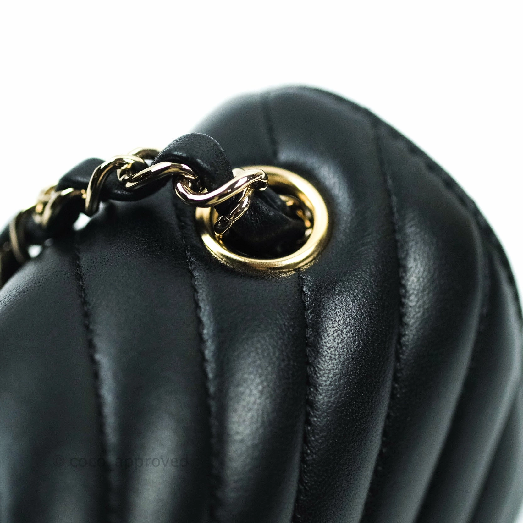 Chanel Mini Rectangular Lambskin Chevron Black Gold Hardware