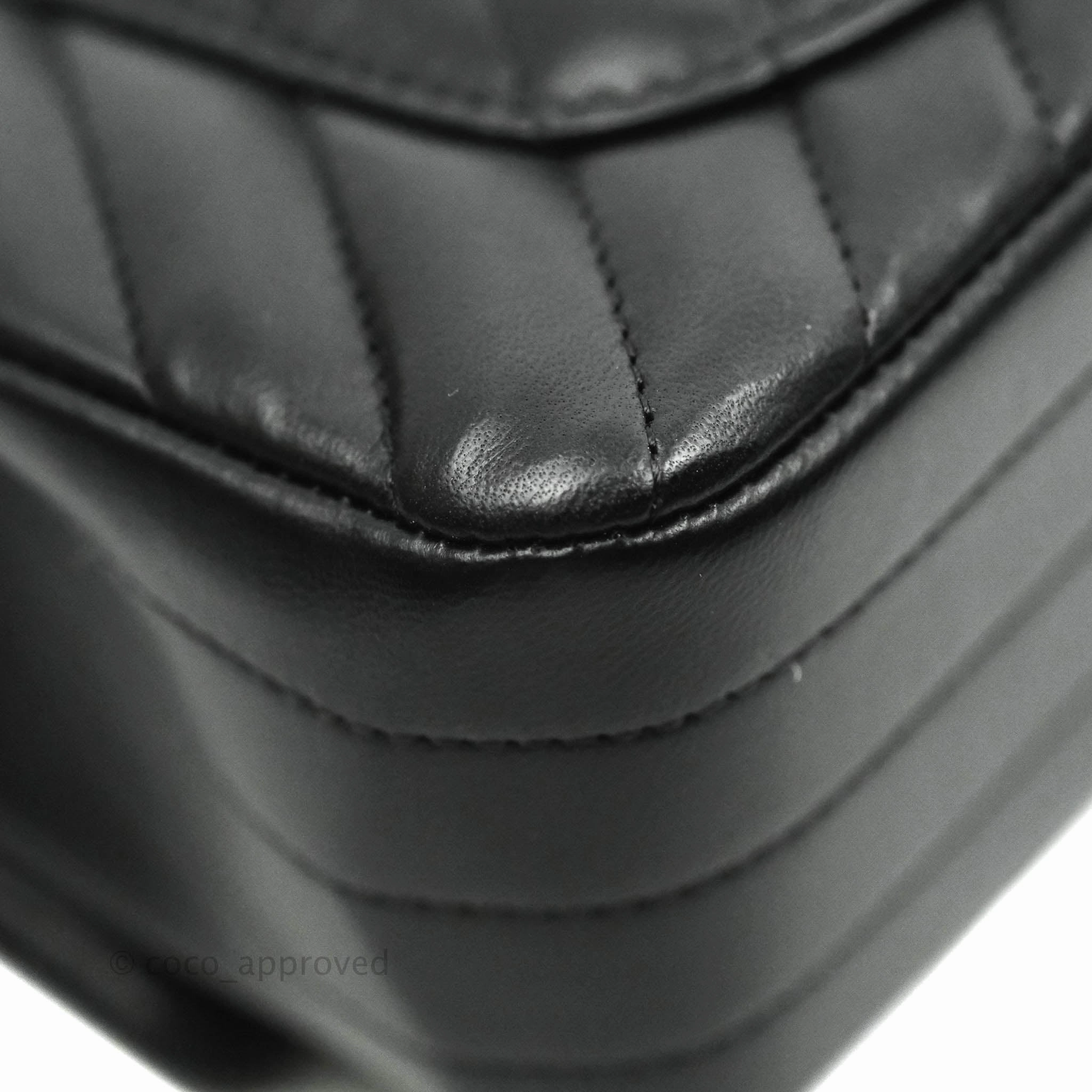 Chanel Mini Rectangular Lambskin Chevron Black Gold Hardware