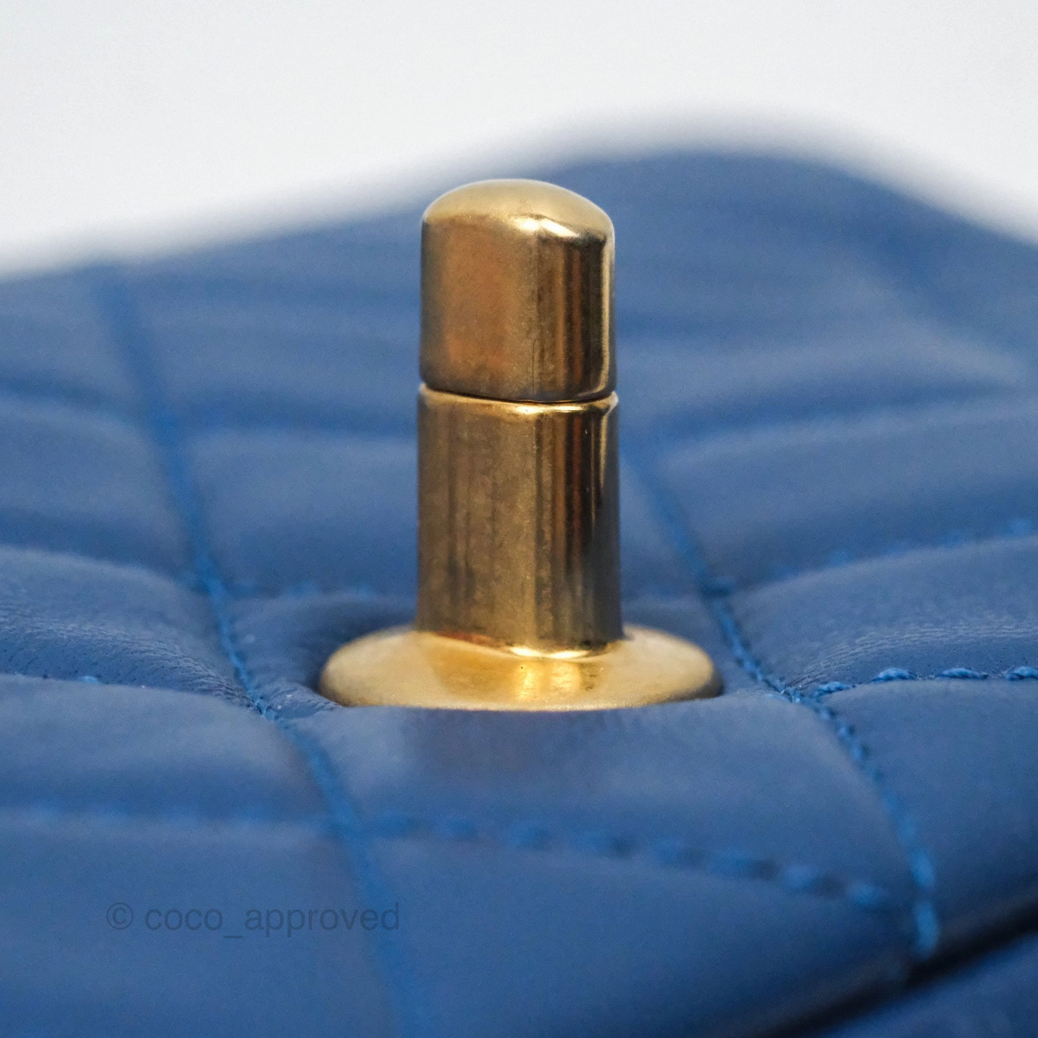 Chanel Mini Rectangular Pearl Crush Blue Lambskin Aged Gold Hardware