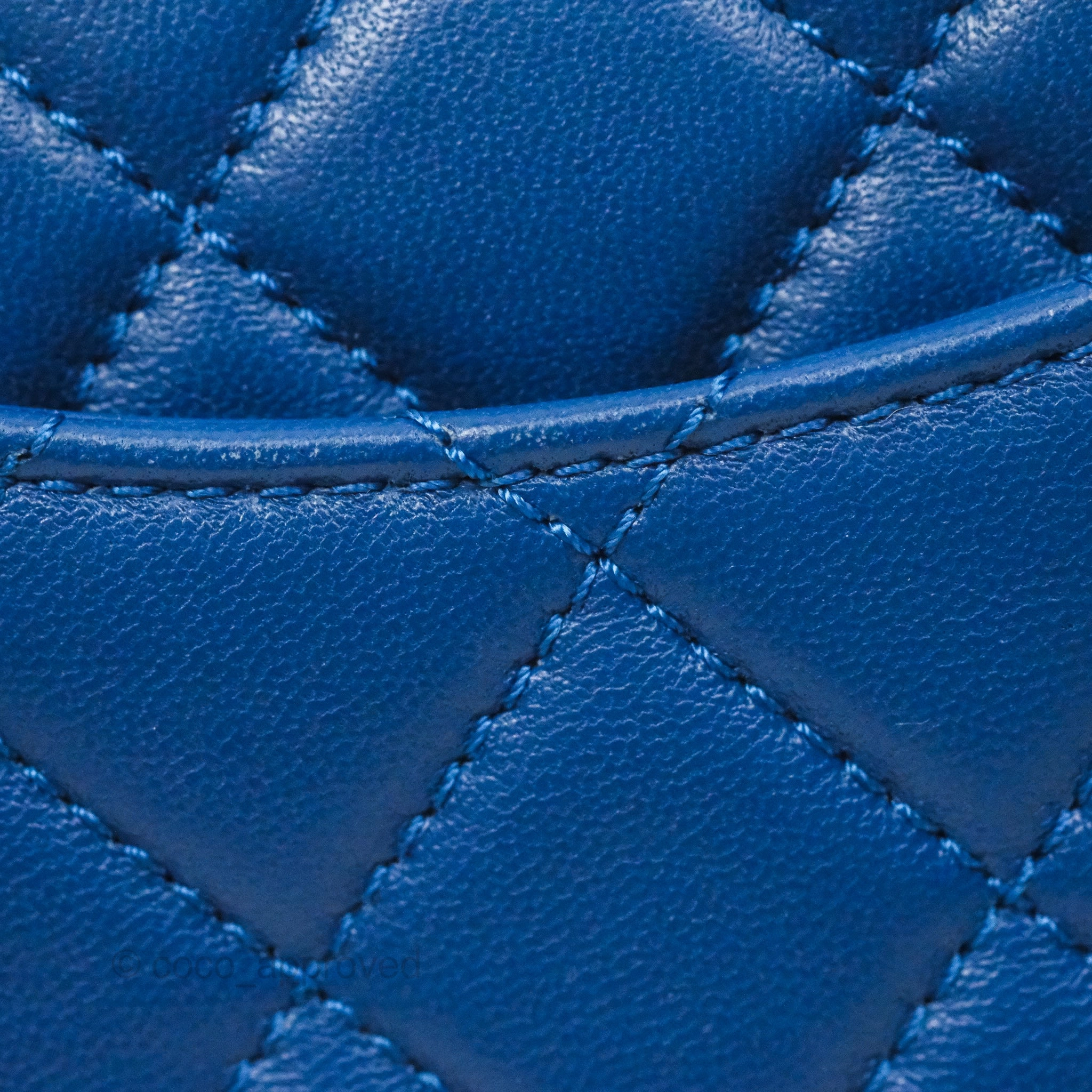 Chanel Mini Rectangular Pearl Crush Blue Lambskin Aged Gold Hardware