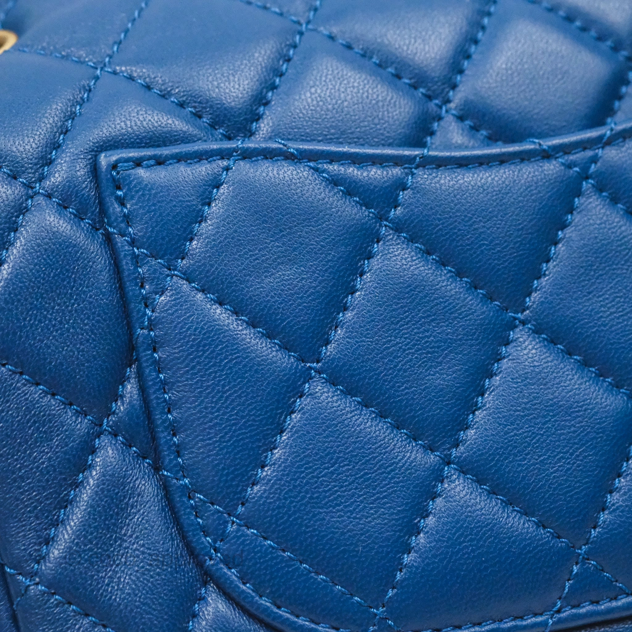 Chanel Mini Rectangular Pearl Crush Blue Lambskin Aged Gold Hardware