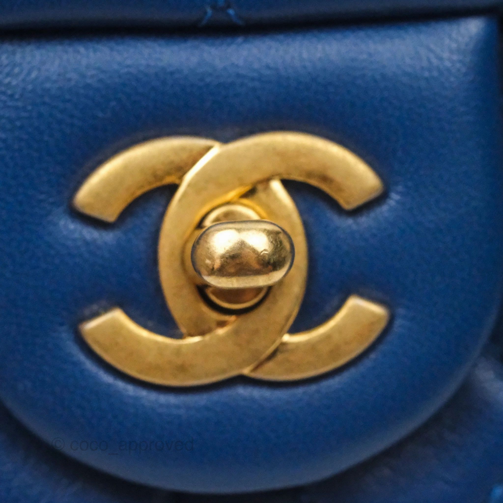 Chanel Mini Rectangular Pearl Crush Blue Lambskin Aged Gold Hardware
