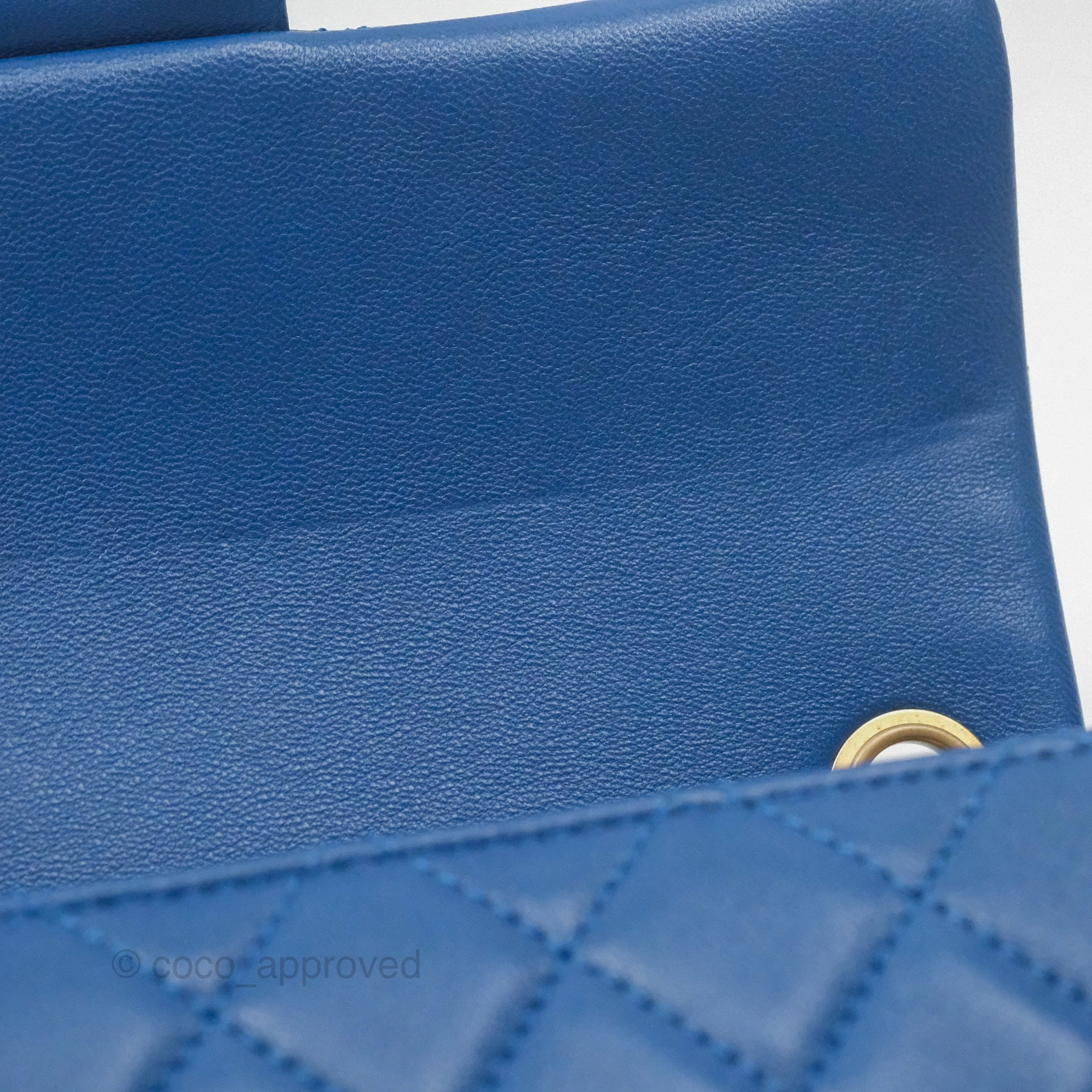 Chanel Mini Rectangular Pearl Crush Blue Lambskin Aged Gold Hardware