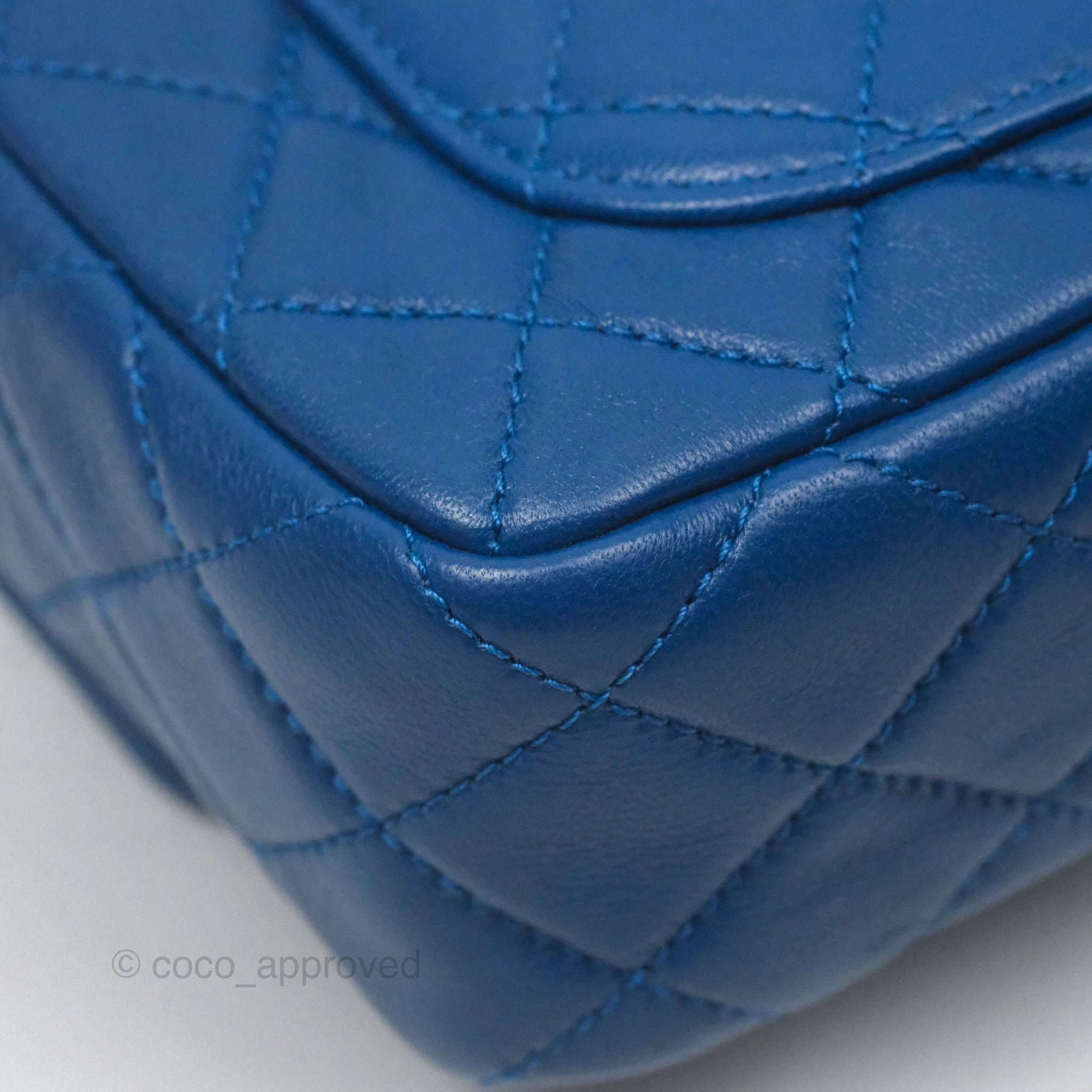 Chanel Mini Rectangular Pearl Crush Blue Lambskin Aged Gold Hardware
