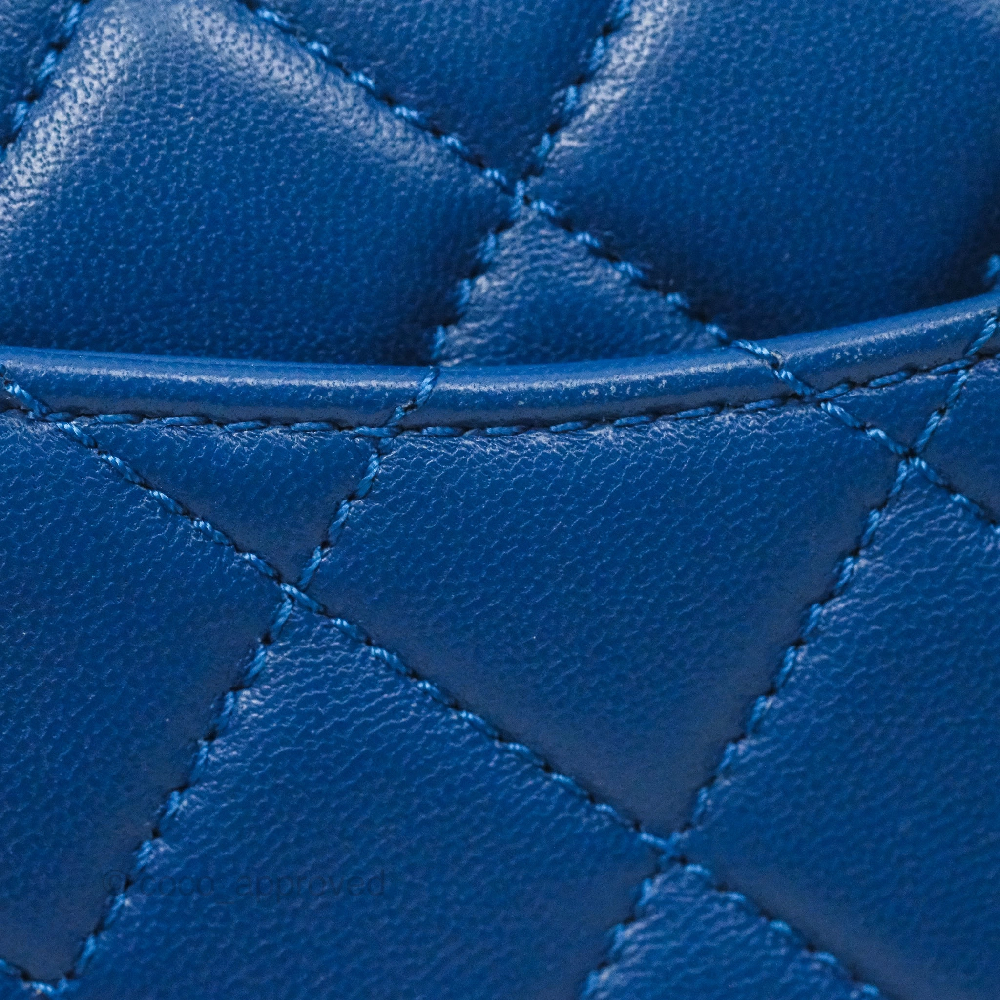 Chanel Mini Rectangular Pearl Crush Blue Lambskin Aged Gold Hardware