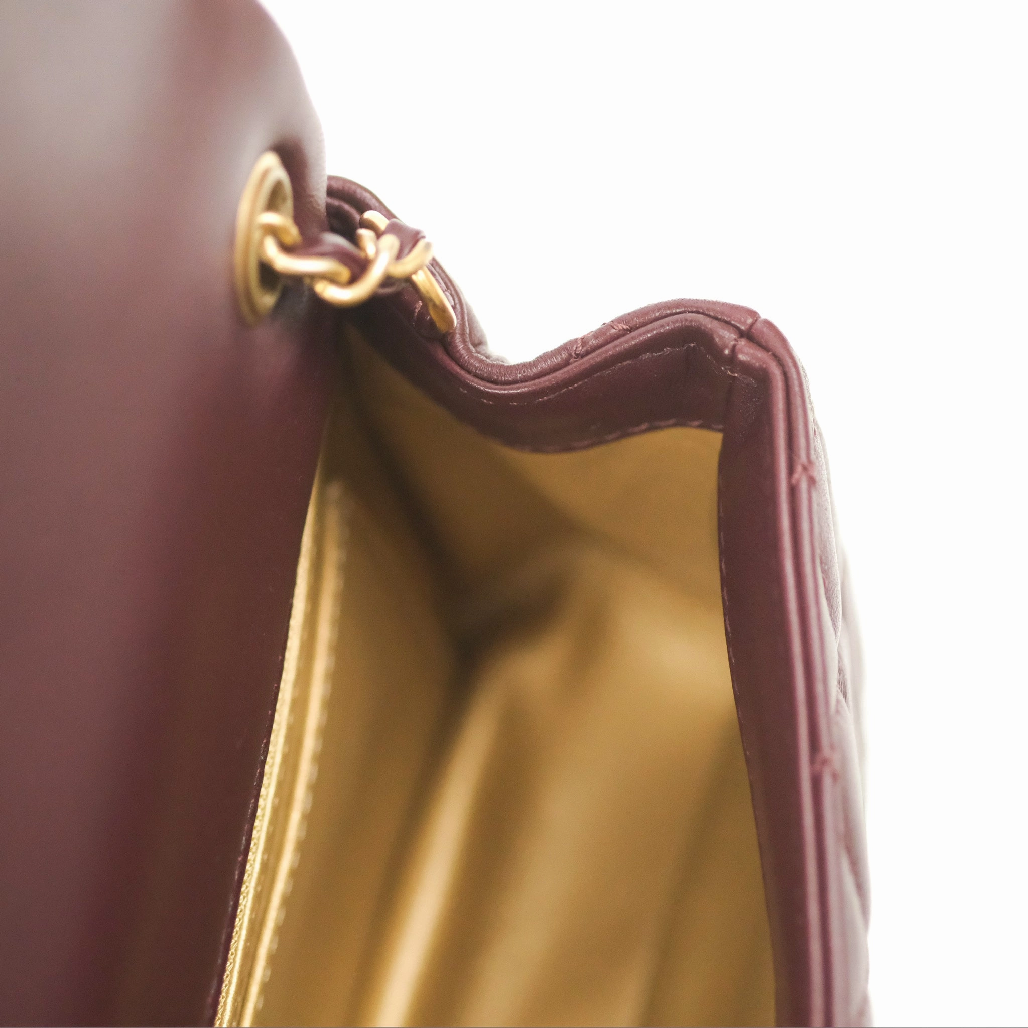 Chanel Mini Rectangular Pearl Crush Burgundy Lambskin Aged Gold Hardware