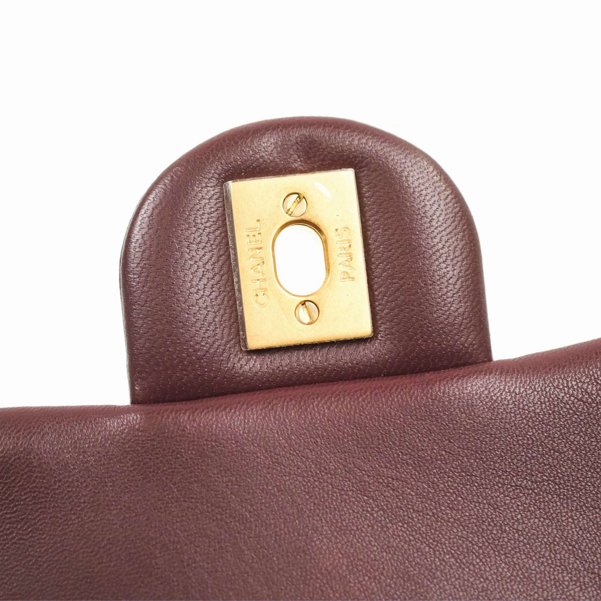 Chanel Mini Rectangular Pearl Crush Burgundy Lambskin Aged Gold Hardware