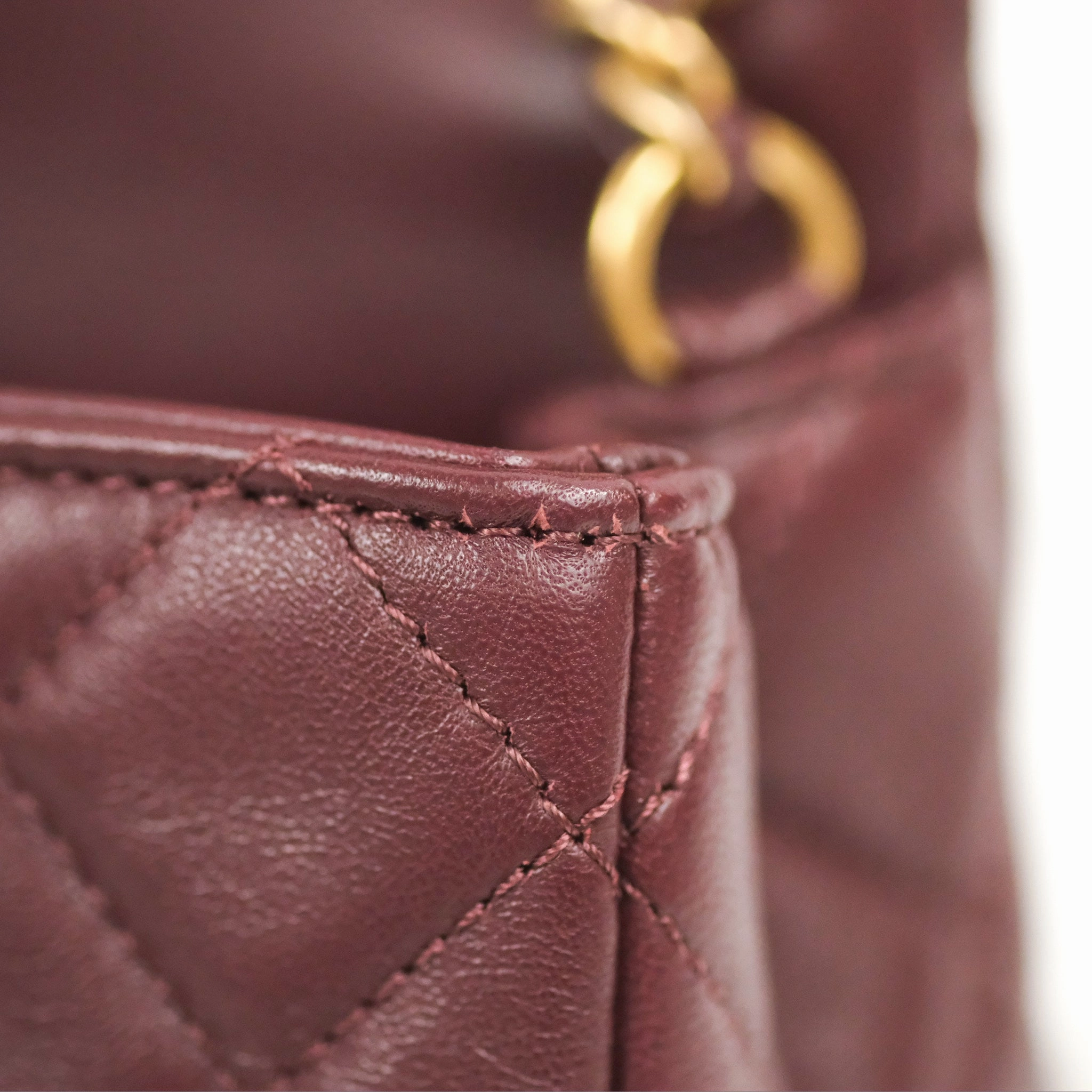 Chanel Mini Rectangular Pearl Crush Burgundy Lambskin Aged Gold Hardware