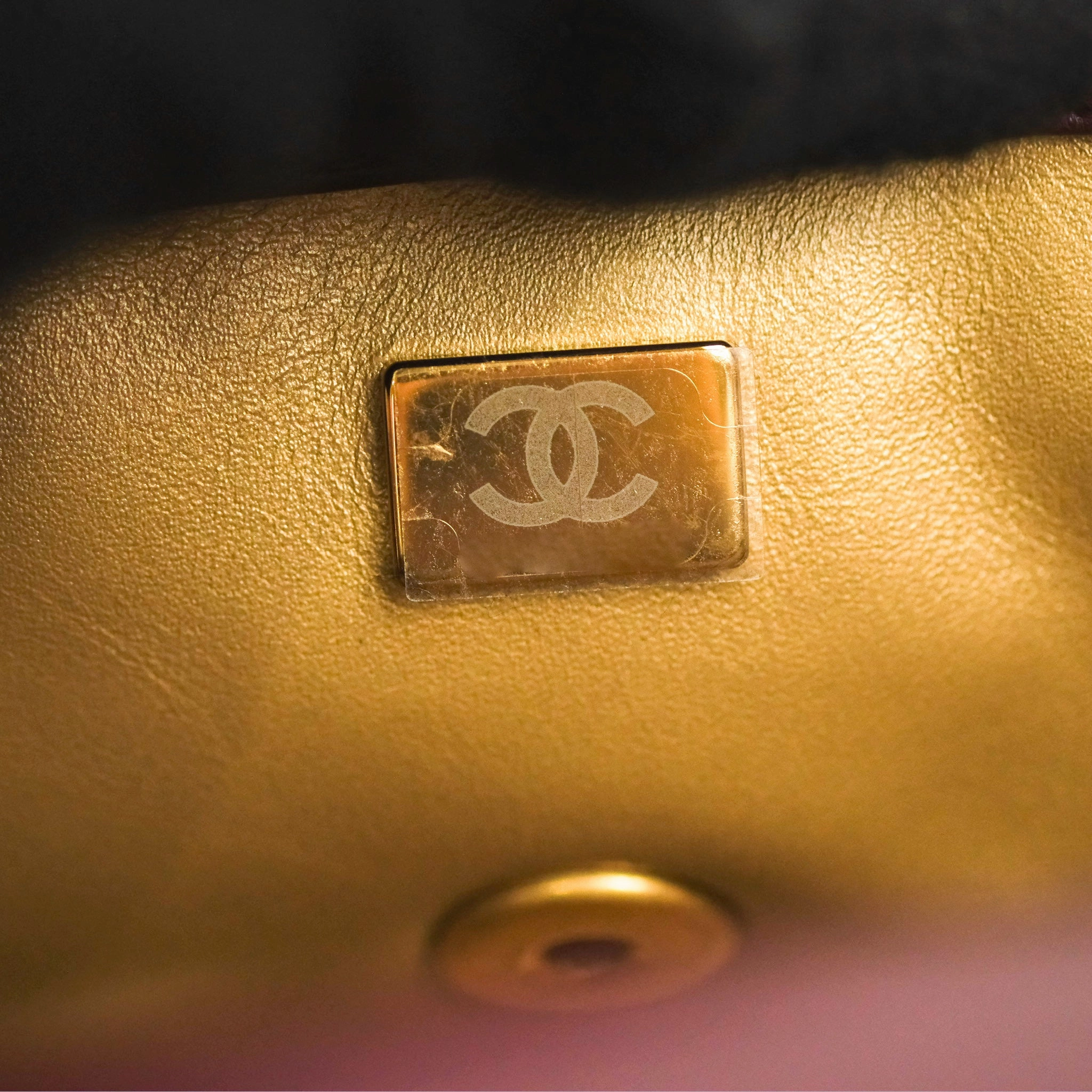 Chanel Mini Rectangular Pearl Crush Burgundy Lambskin Aged Gold Hardware