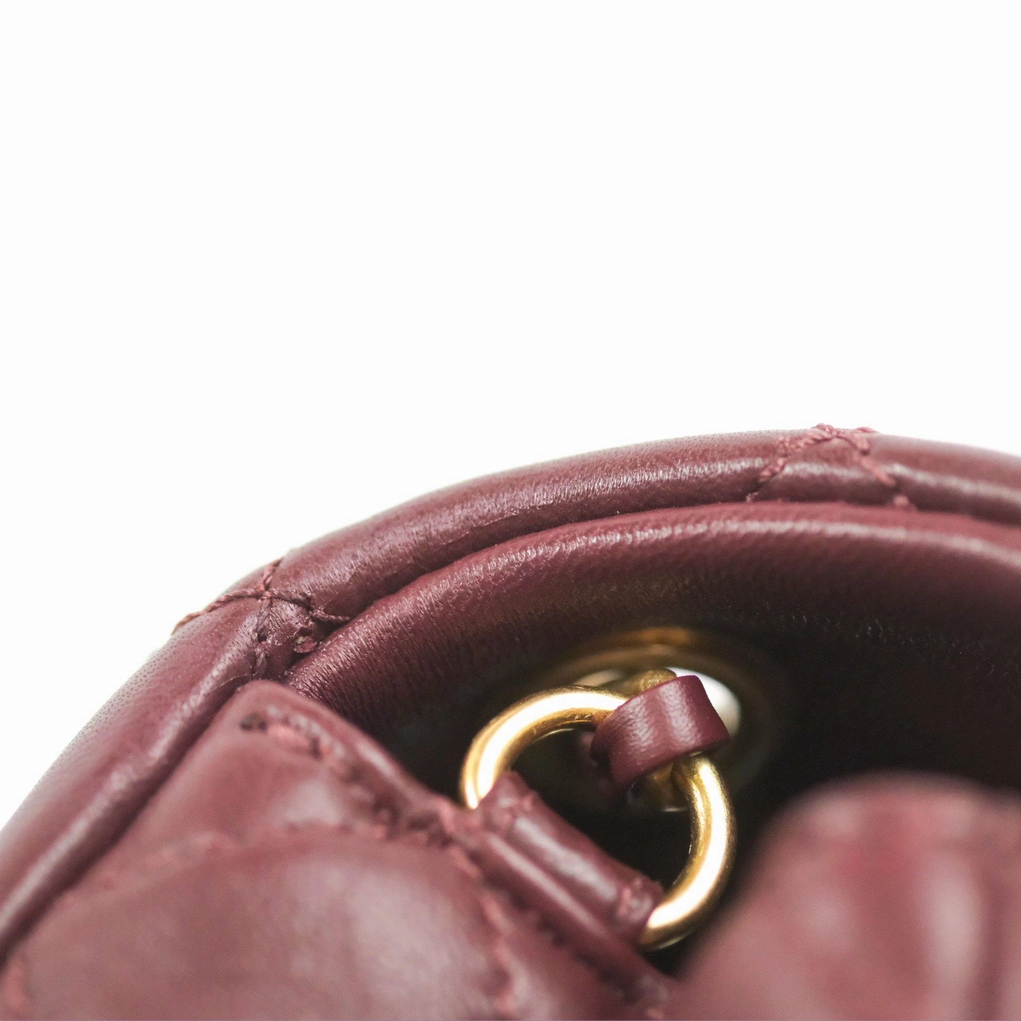 Chanel Mini Rectangular Pearl Crush Burgundy Lambskin Aged Gold Hardware