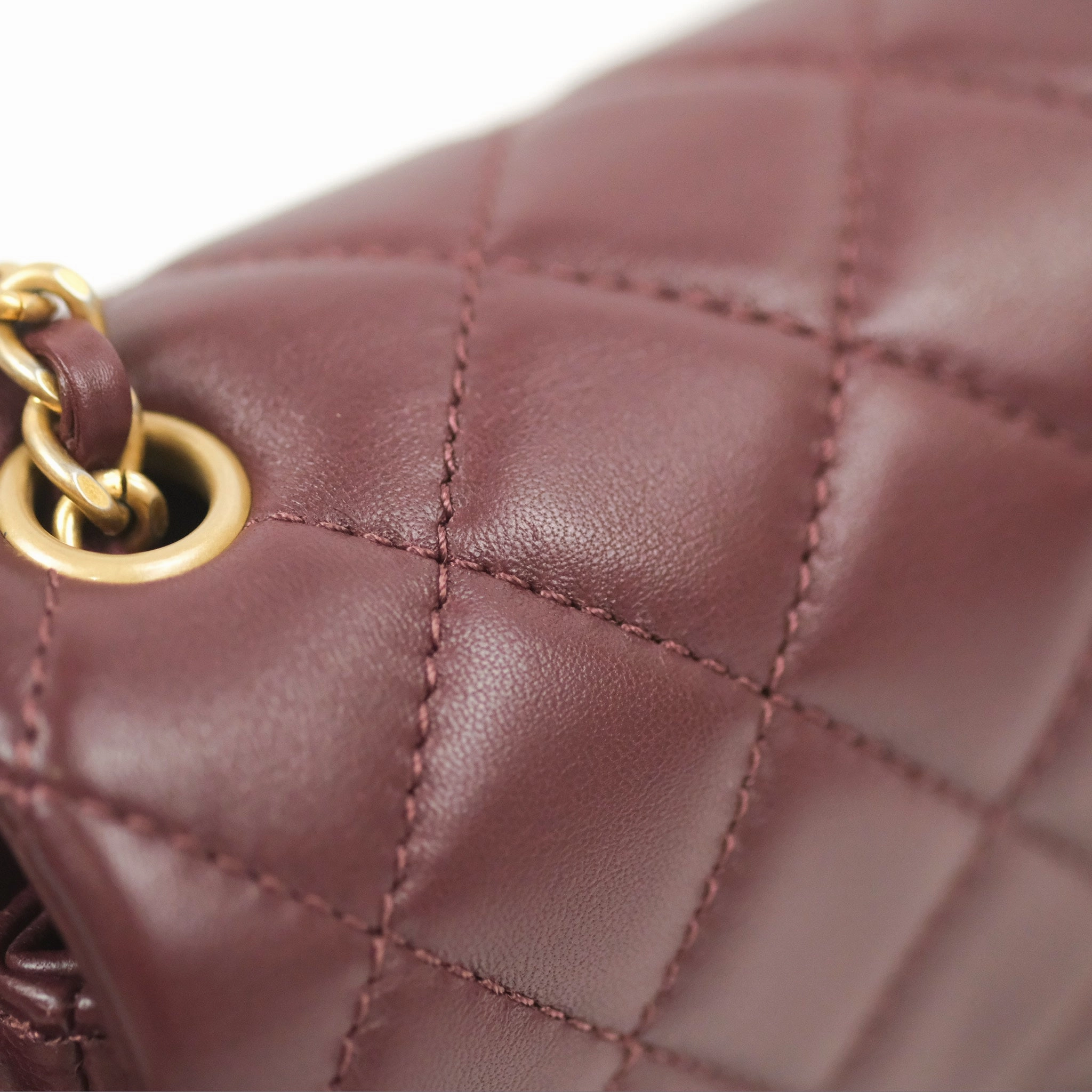 Chanel Mini Rectangular Pearl Crush Burgundy Lambskin Aged Gold Hardware