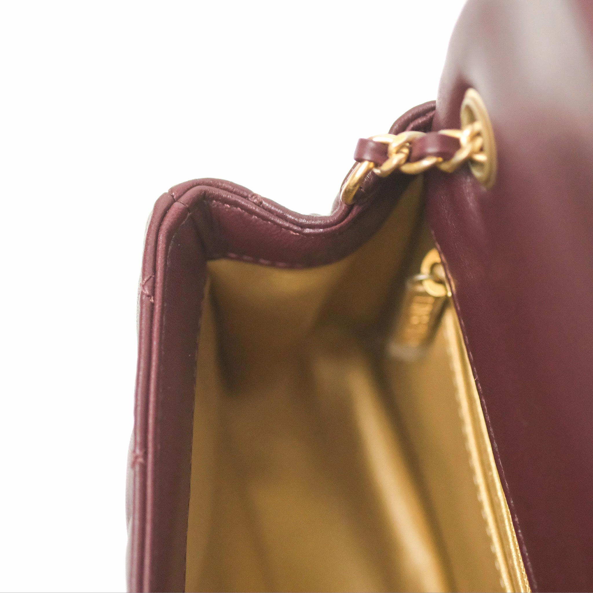 Chanel Mini Rectangular Pearl Crush Burgundy Lambskin Aged Gold Hardware