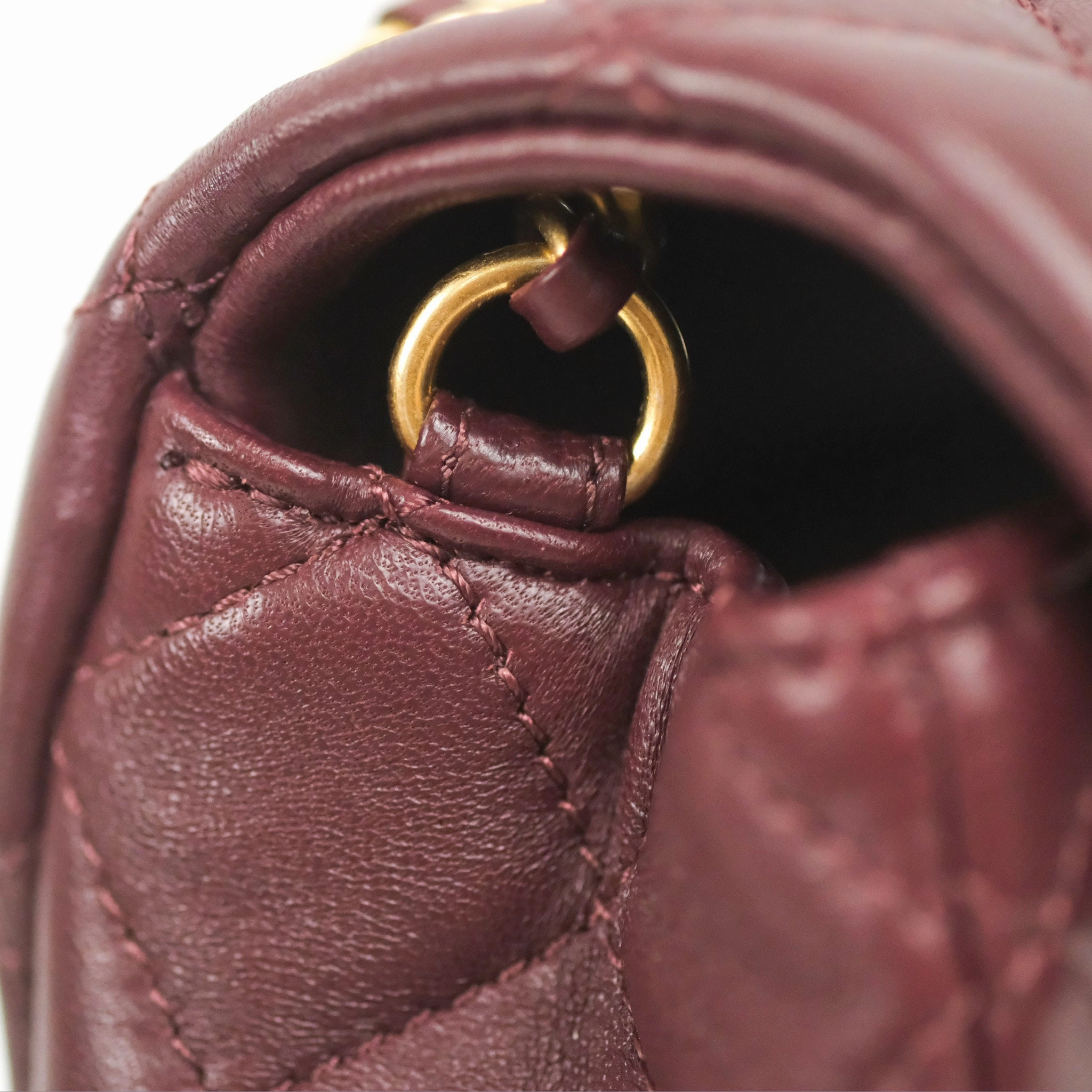 Chanel Mini Rectangular Pearl Crush Burgundy Lambskin Aged Gold Hardware
