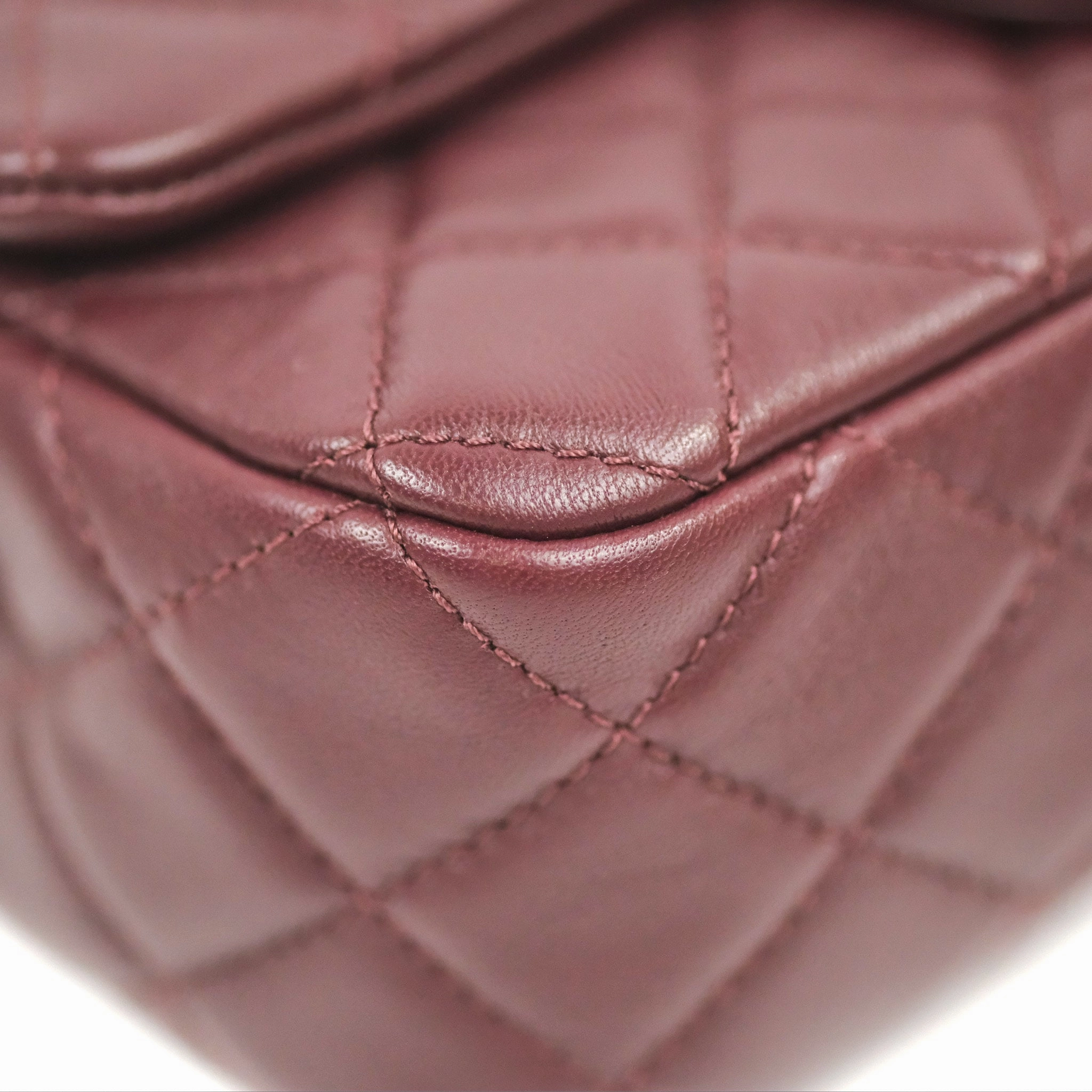 Chanel Mini Rectangular Pearl Crush Burgundy Lambskin Aged Gold Hardware
