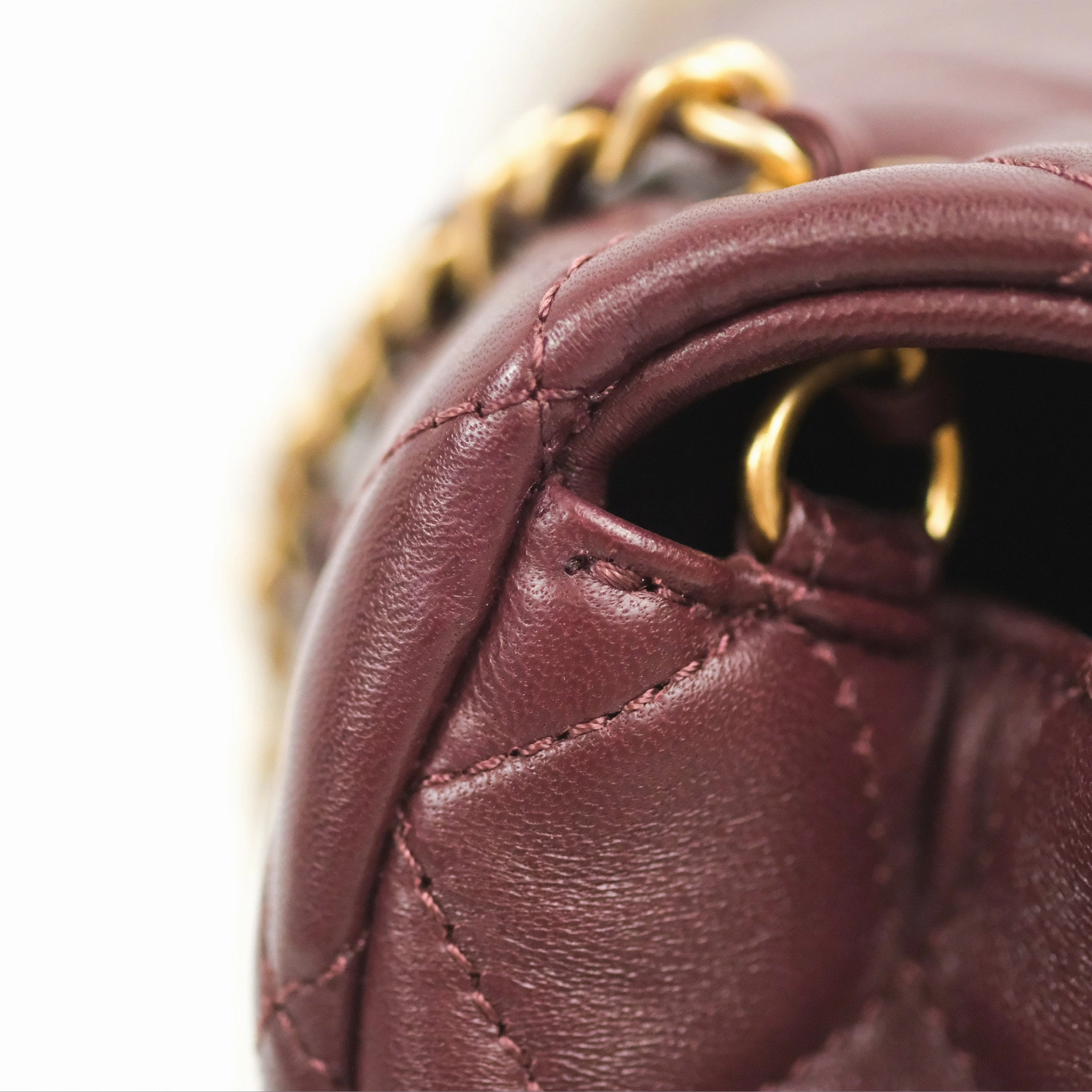Chanel Mini Rectangular Pearl Crush Burgundy Lambskin Aged Gold Hardware
