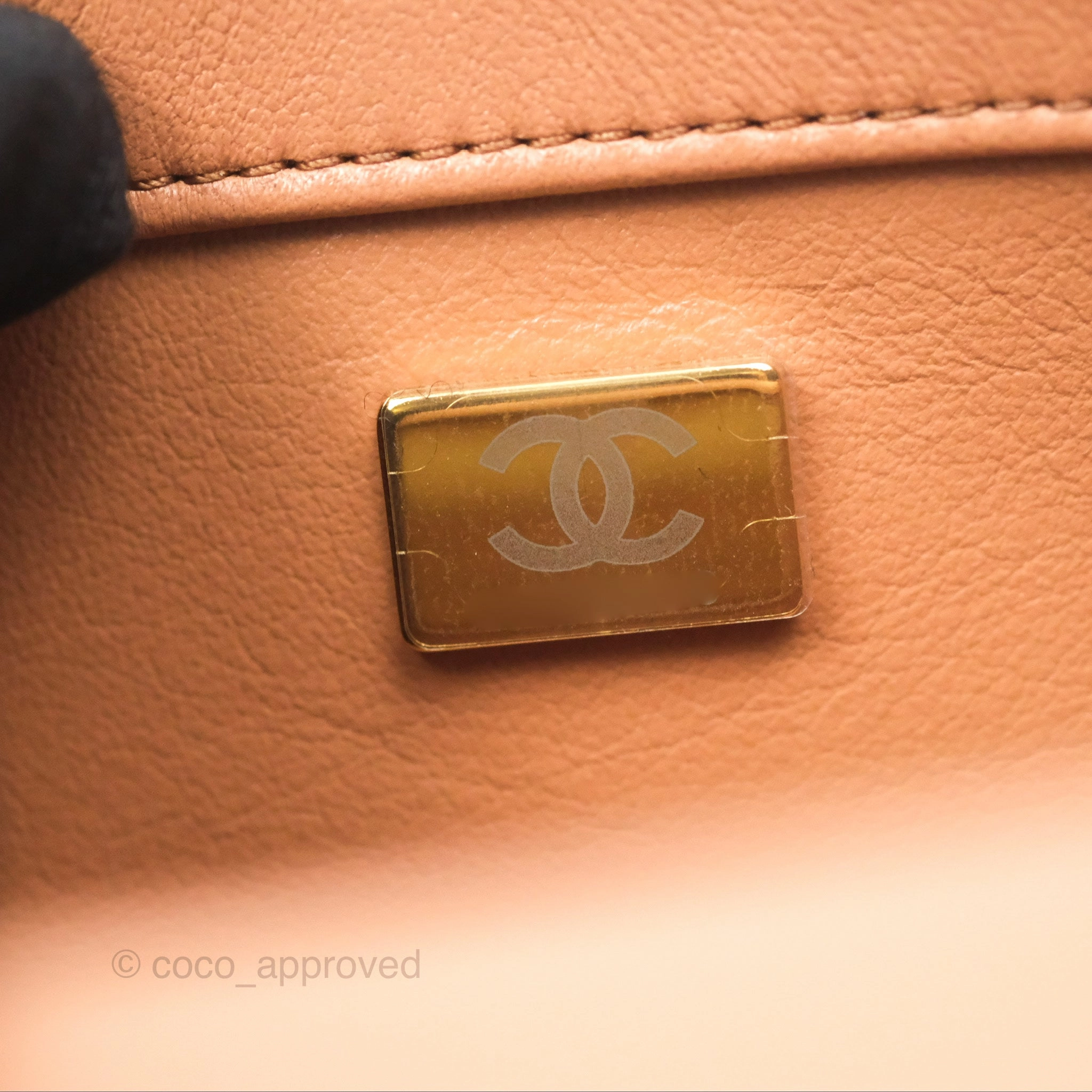 Chanel Mini Rectangular Pearl Crush Caramel Dark Beige Lambskin Aged Gold Hardware