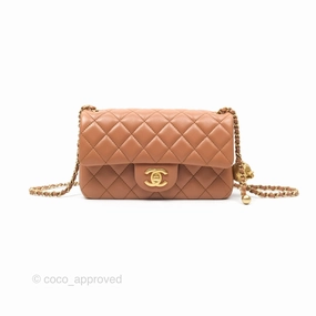 Chanel Mini Rectangular Pearl Crush Caramel Dark Beige Lambskin Aged Gold Hardware