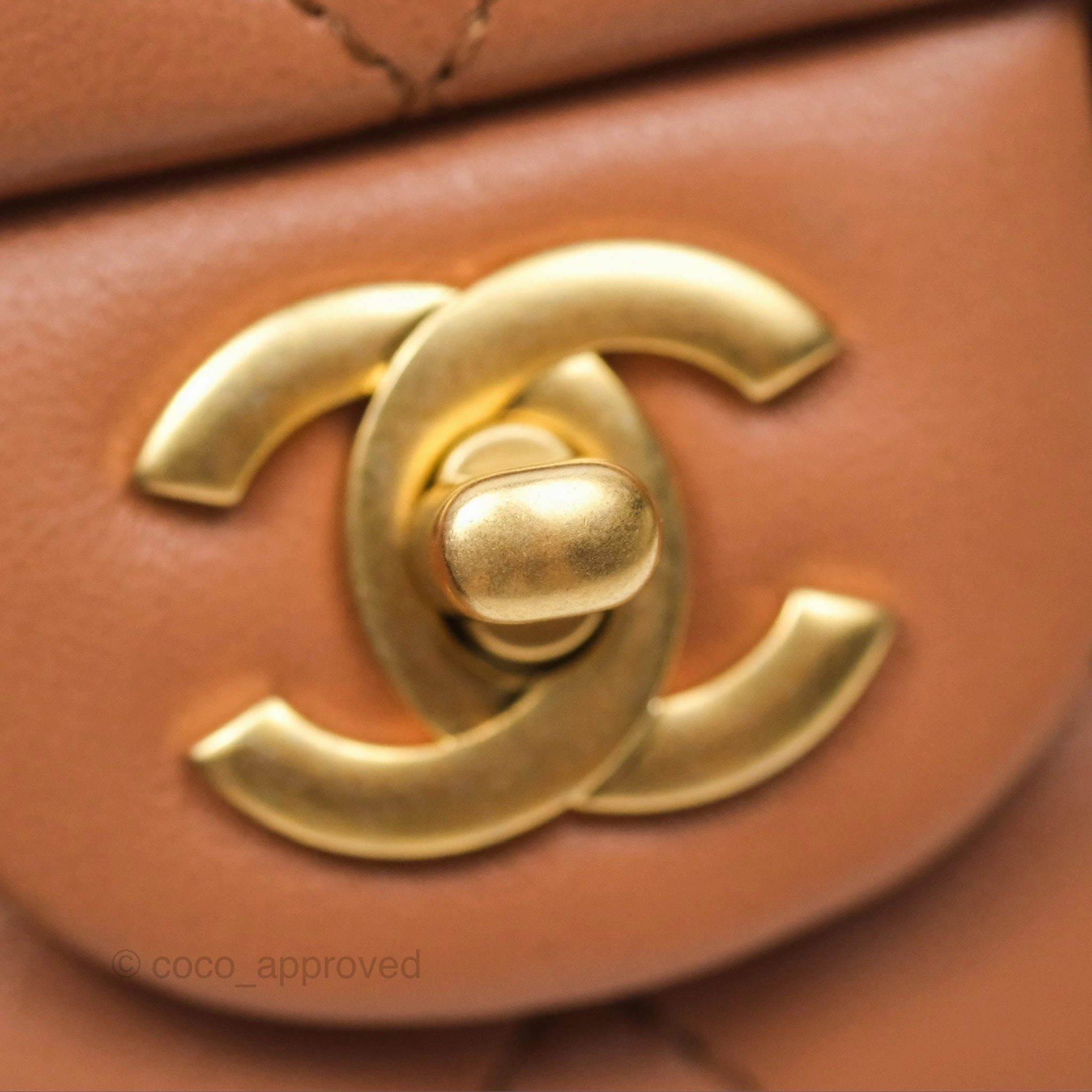 Chanel Mini Rectangular Pearl Crush Caramel Dark Beige Lambskin Aged Gold Hardware