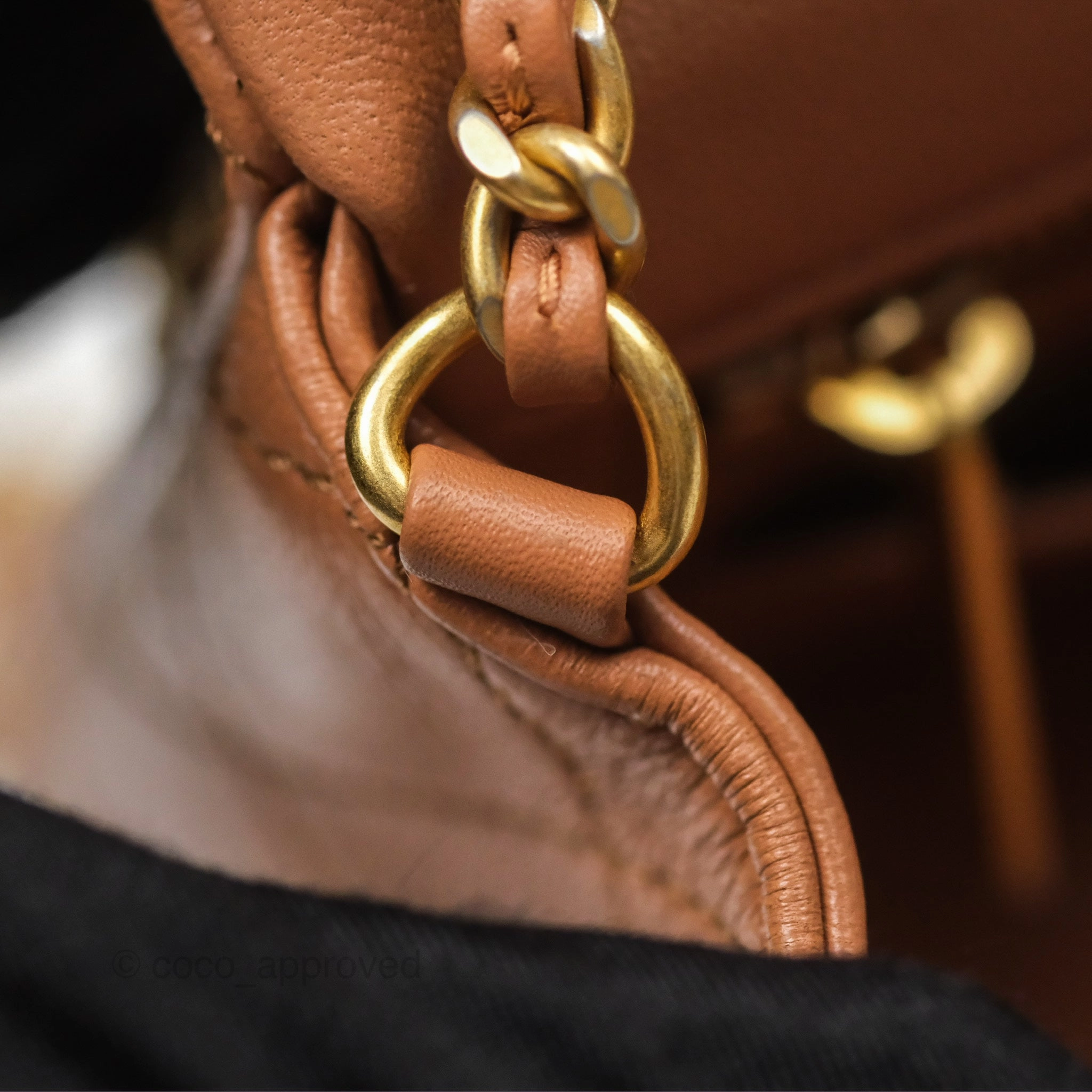 Chanel Mini Rectangular Pearl Crush Caramel Dark Beige Lambskin Aged Gold Hardware