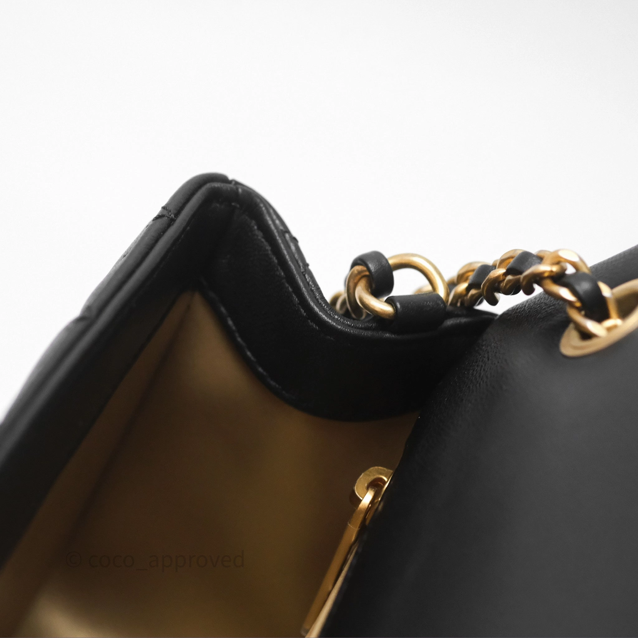 Chanel Mini Rectangular Pearl Crush Quilted Black Lambskin Aged Gold Hardware