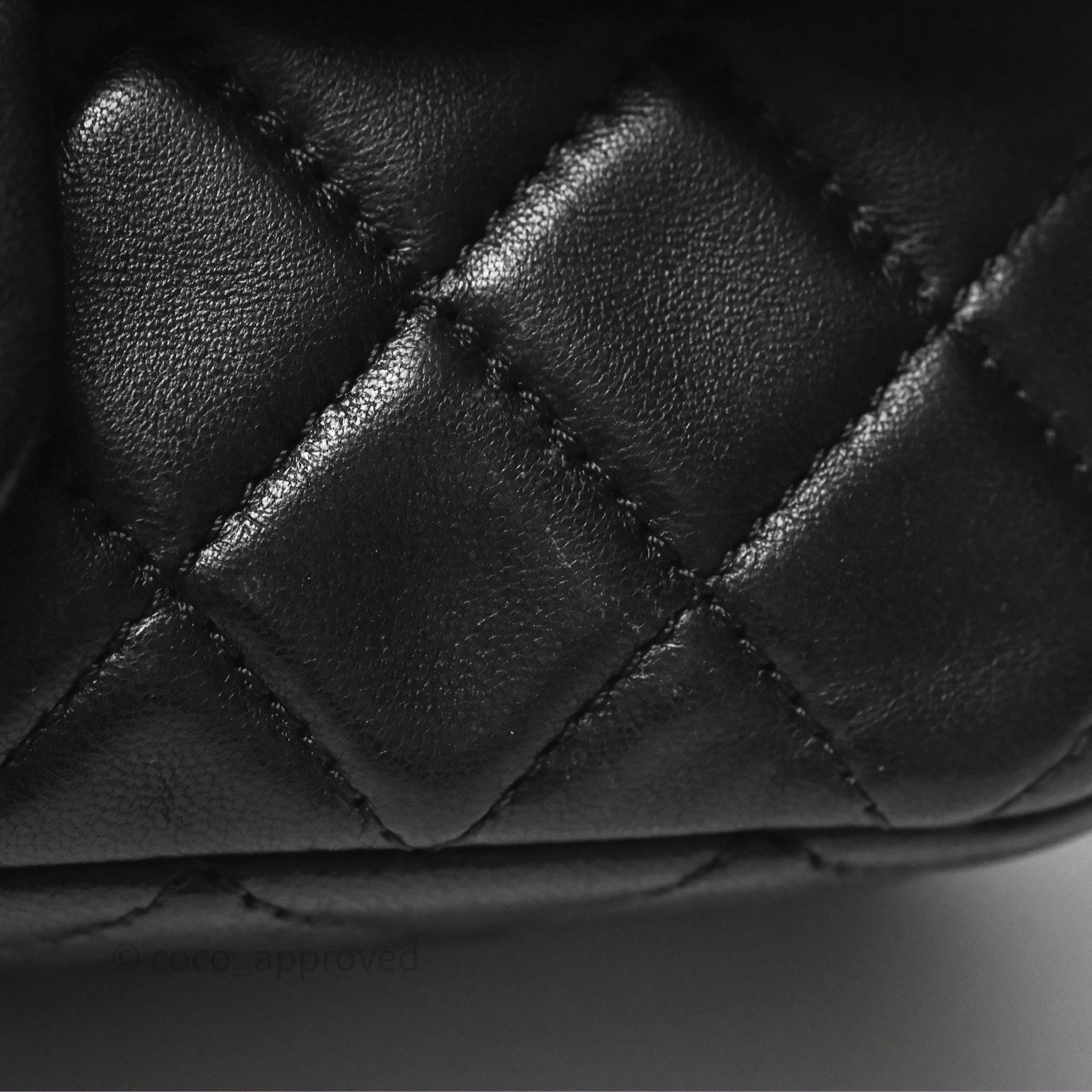 Chanel Mini Rectangular Pearl Crush Quilted Black Lambskin Aged Gold Hardware