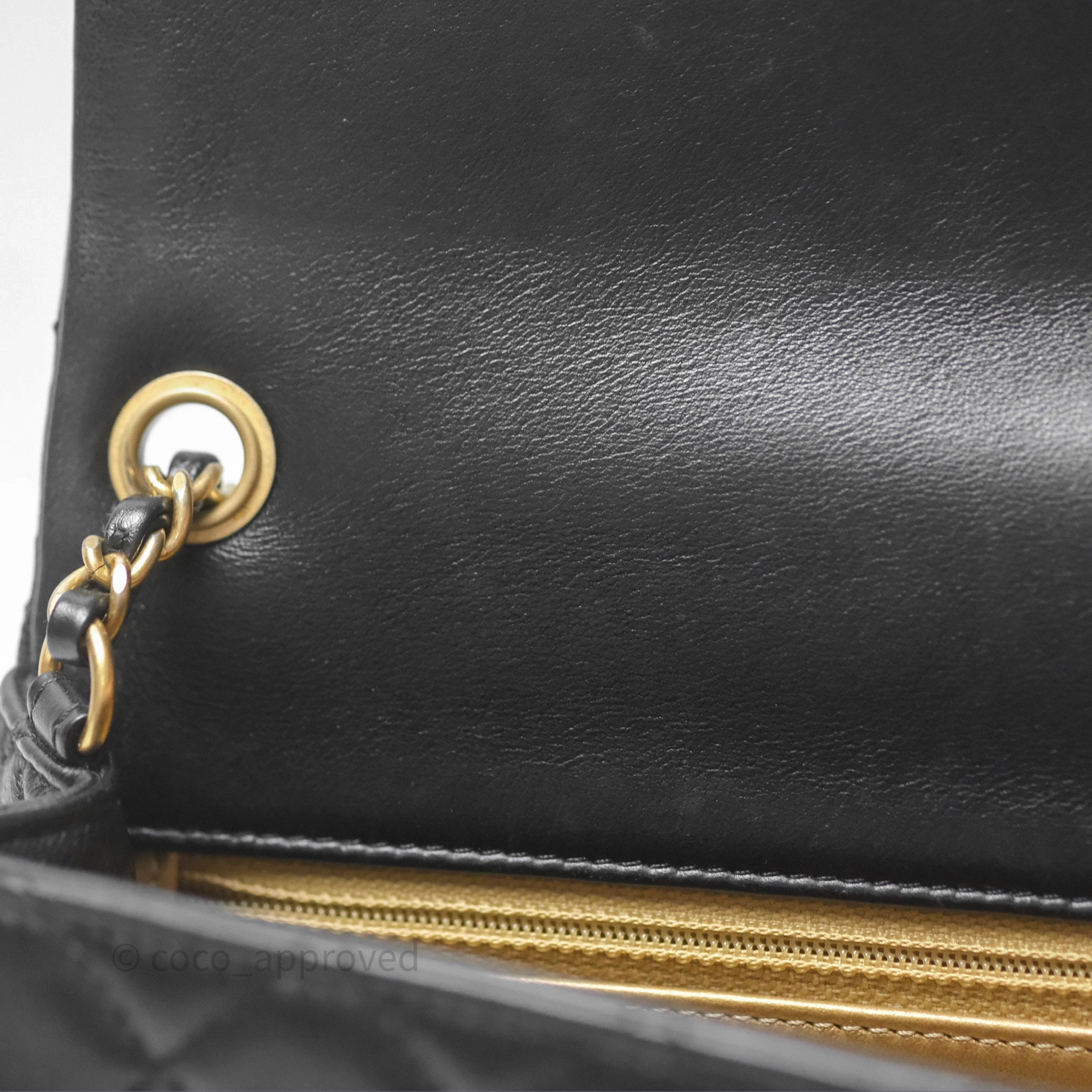 Chanel Mini Rectangular Pearl Crush Quilted Black Lambskin Aged Gold Hardware