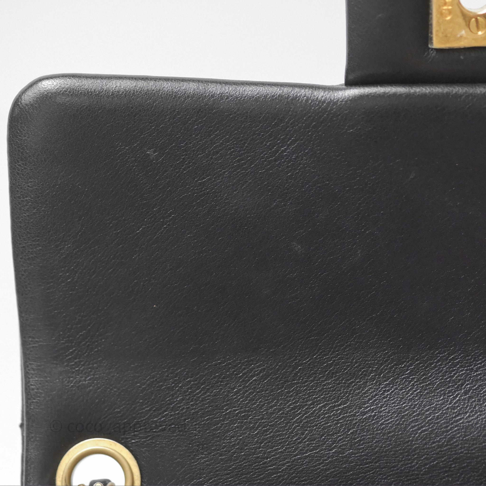 Chanel Mini Rectangular Pearl Crush Quilted Black Lambskin Aged Gold Hardware