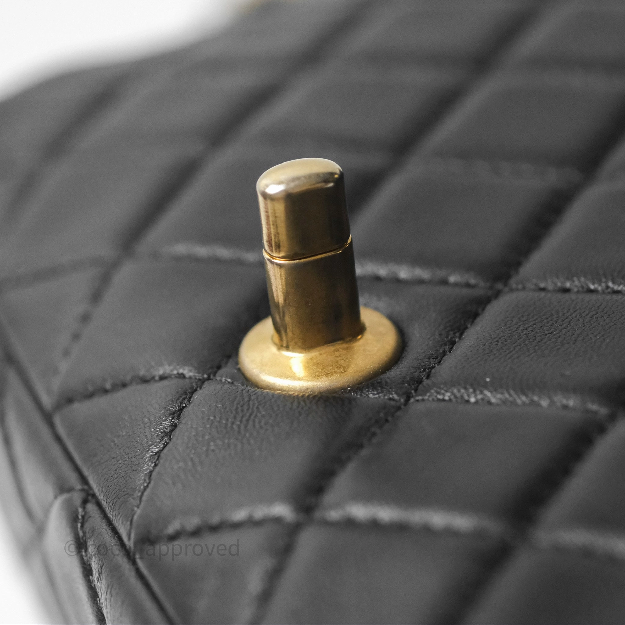 Chanel Mini Rectangular Pearl Crush Quilted Black Lambskin Aged Gold Hardware