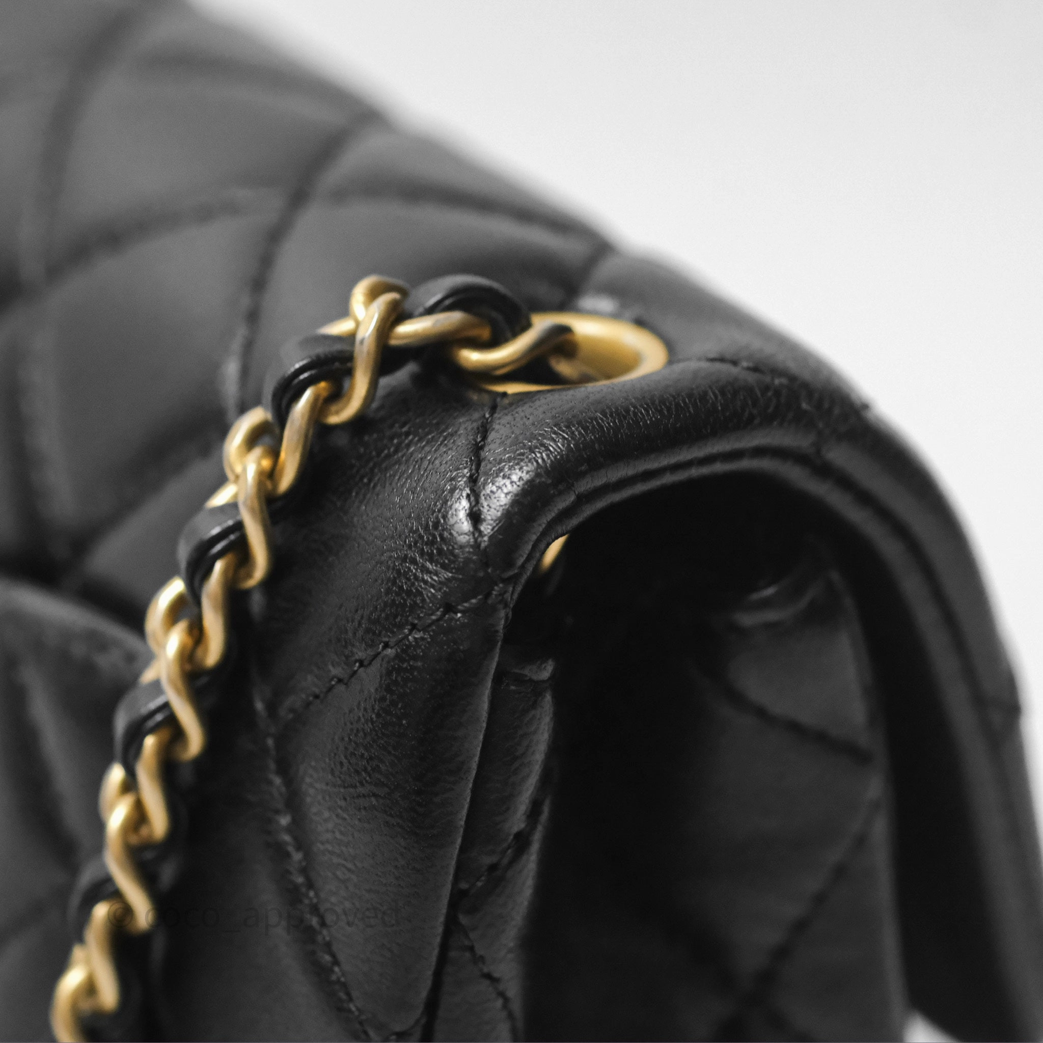 Chanel Mini Rectangular Pearl Crush Quilted Black Lambskin Aged Gold Hardware