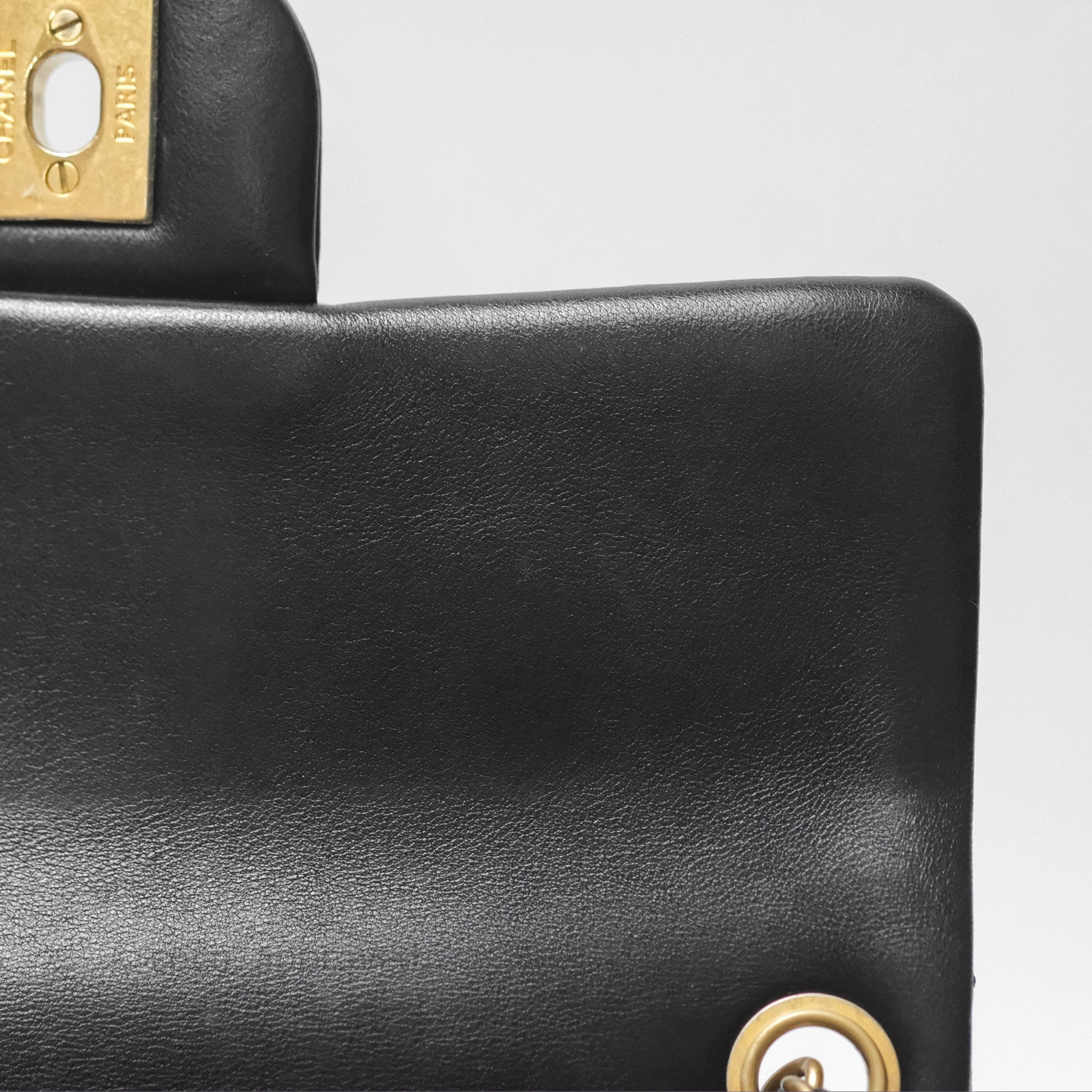 Chanel Mini Rectangular Pearl Crush Quilted Black Lambskin Aged Gold Hardware