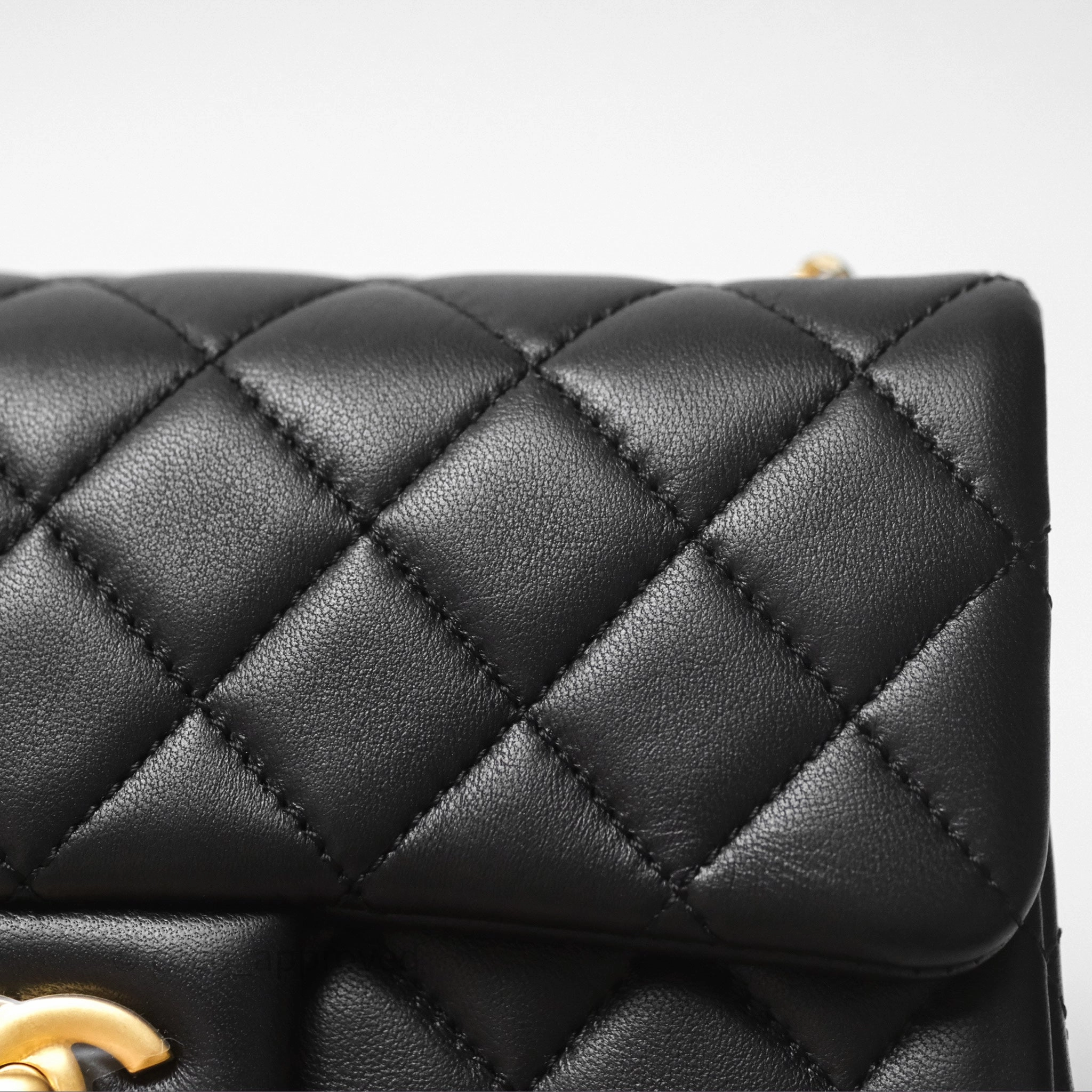 Chanel Mini Rectangular Pearl Crush Quilted Black Lambskin Aged Gold Hardware