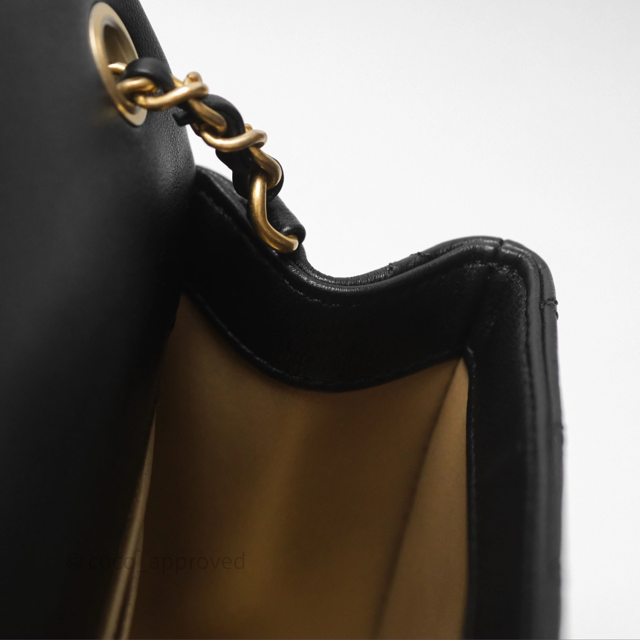 Chanel Mini Rectangular Pearl Crush Quilted Black Lambskin Aged Gold Hardware