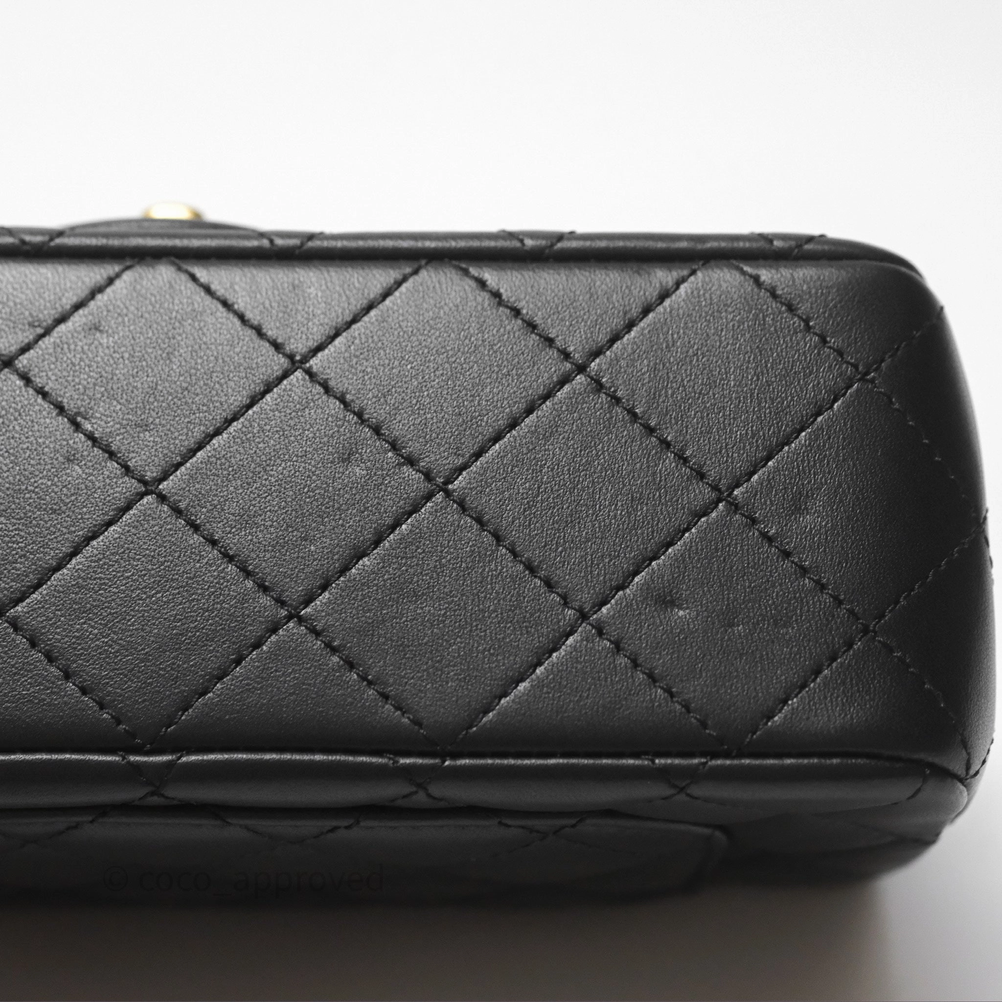 Chanel Mini Rectangular Pearl Crush Quilted Black Lambskin Aged Gold Hardware