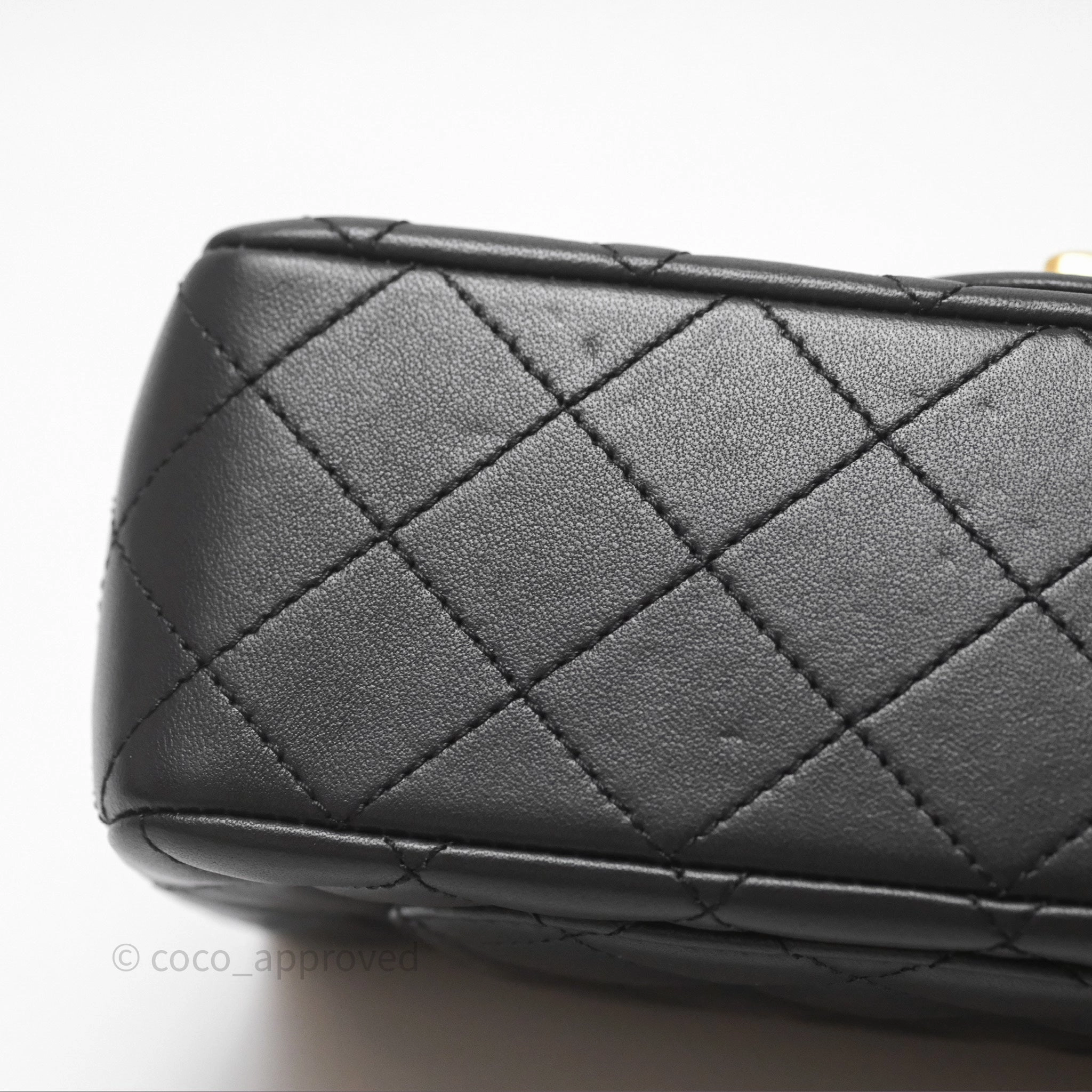 Chanel Mini Rectangular Pearl Crush Quilted Black Lambskin Aged Gold Hardware