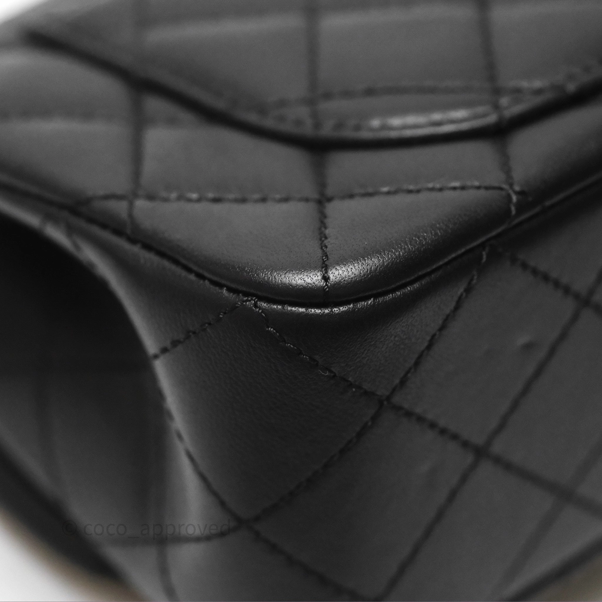 Chanel Mini Rectangular Pearl Crush Quilted Black Lambskin Aged Gold Hardware