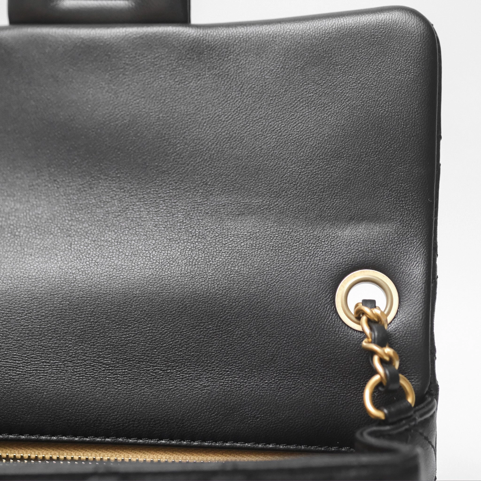 Chanel Mini Rectangular Pearl Crush Quilted Black Lambskin Aged Gold Hardware