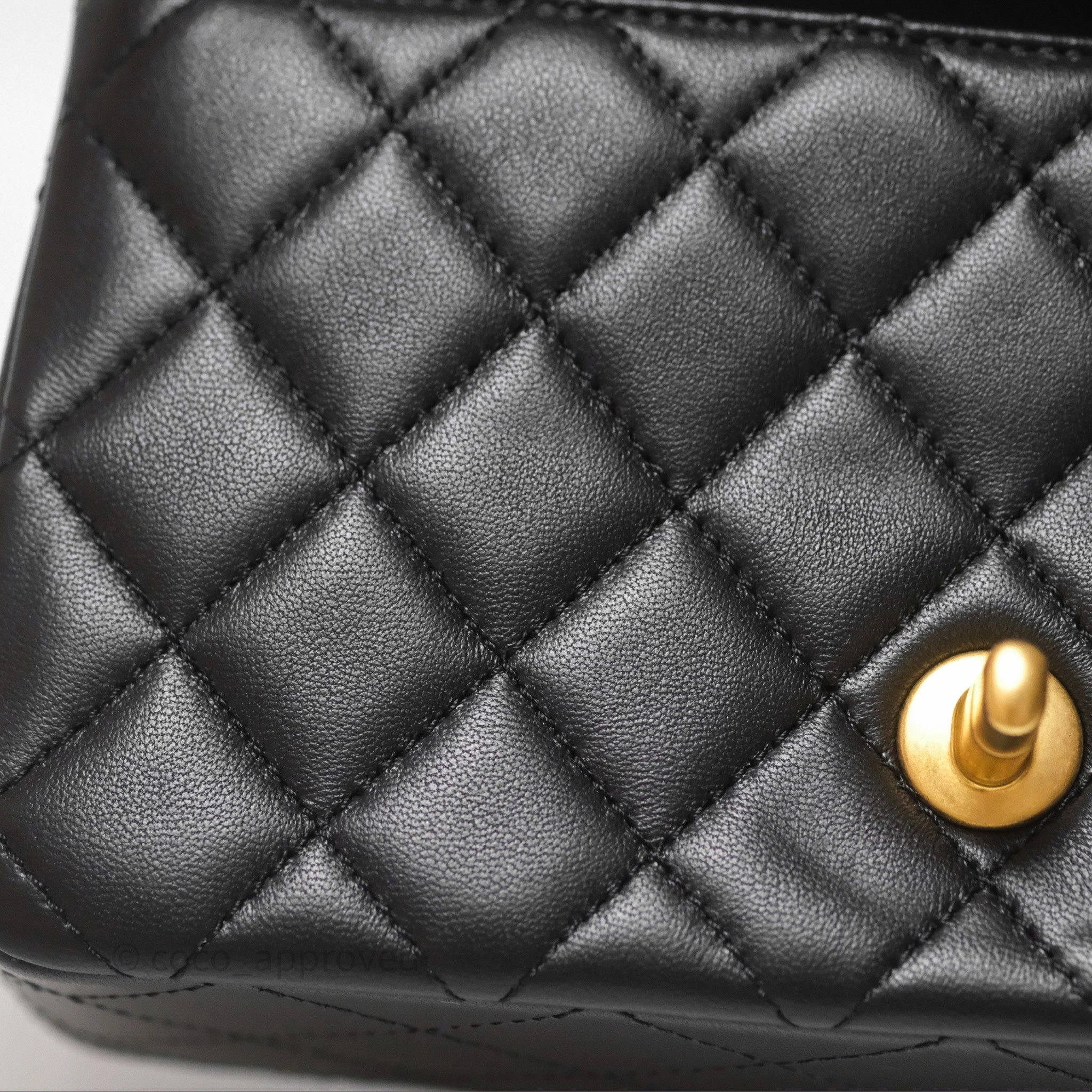 Chanel Mini Rectangular Pearl Crush Quilted Black Lambskin Aged Gold Hardware