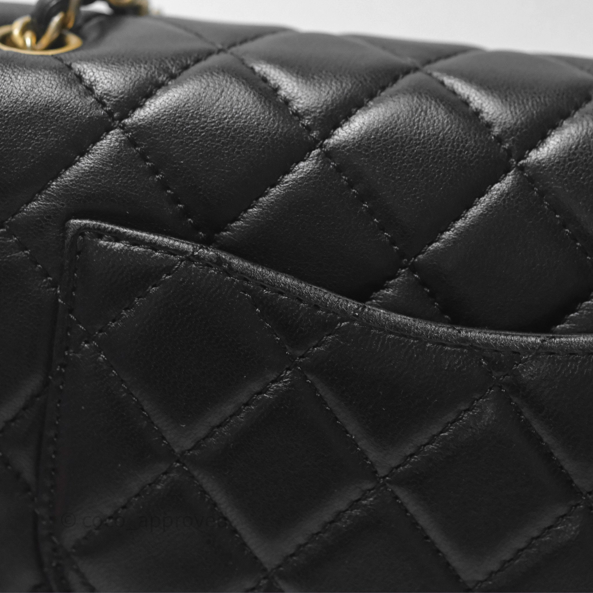 Chanel Mini Rectangular Pearl Crush Quilted Black Lambskin Aged Gold Hardware