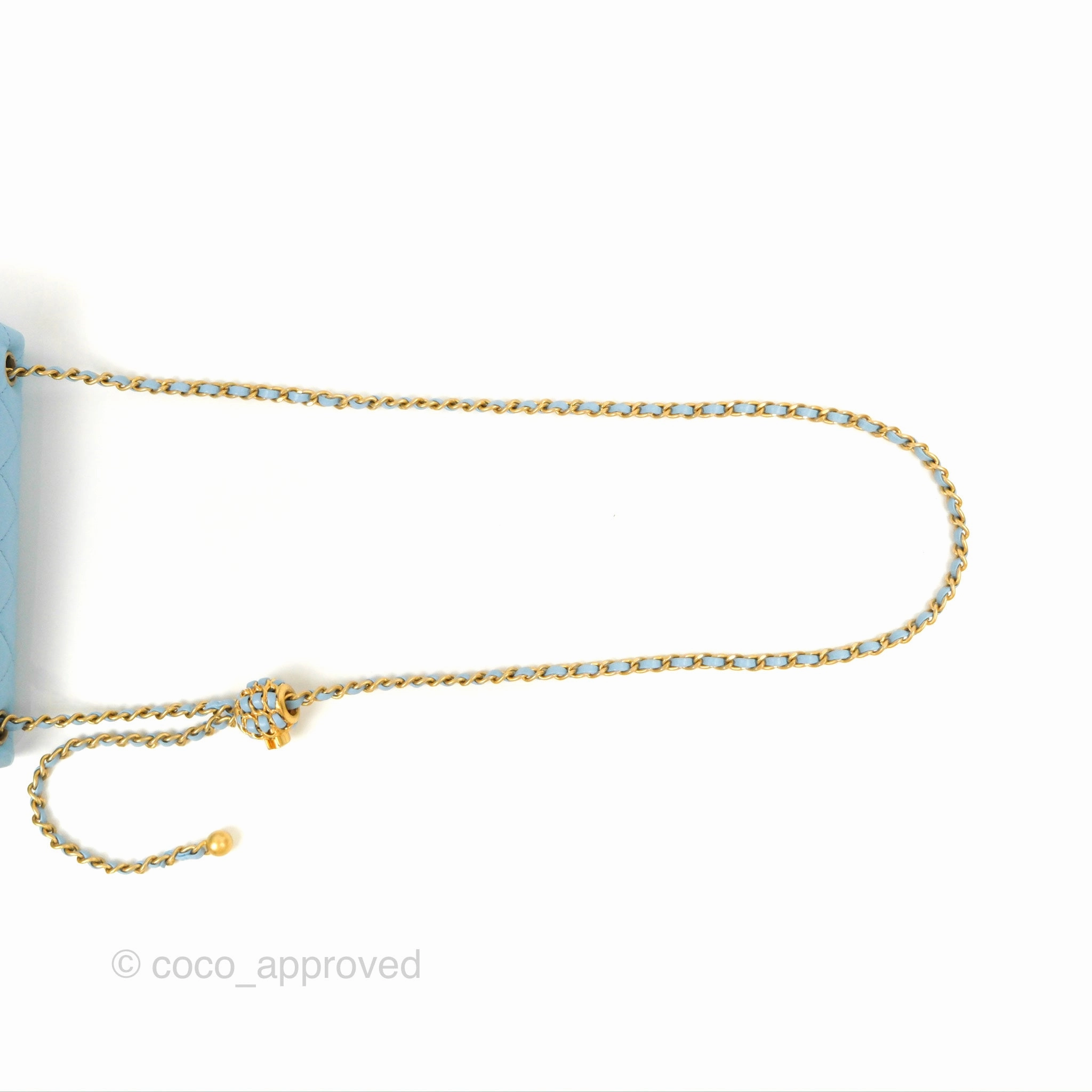 Chanel Mini Rectangular Pearl Crush Quilted Blue Lambskin Aged Gold Hardware