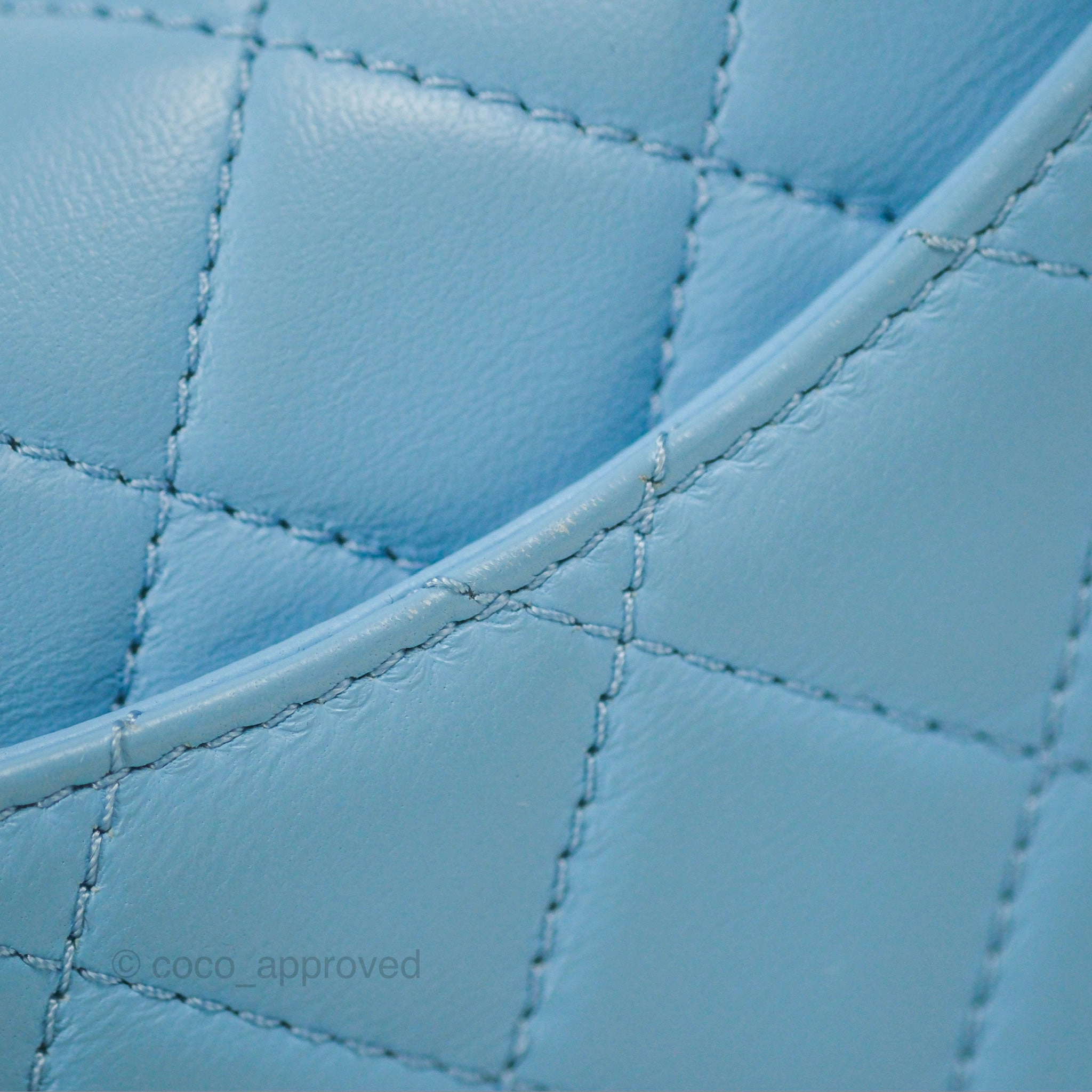 Chanel Mini Rectangular Pearl Crush Quilted Blue Lambskin Aged Gold Hardware