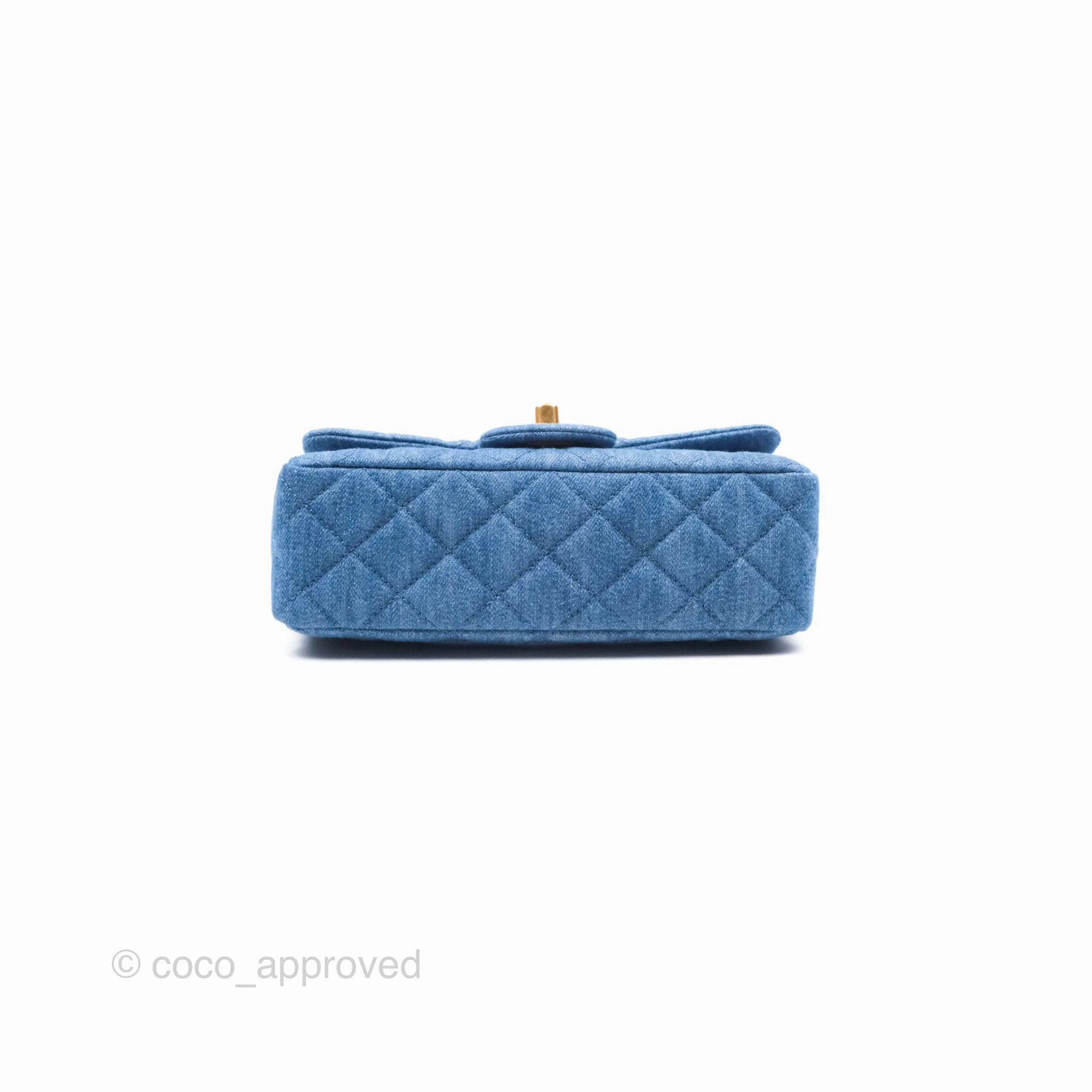 Chanel Mini Rectangular Pearl Crush Quilted Denim Aged Gold Hardware