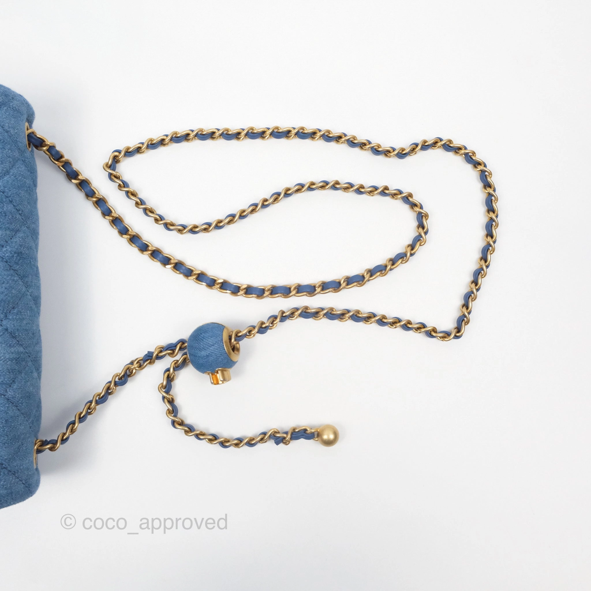Chanel Mini Rectangular Pearl Crush Quilted Denim Aged Gold Hardware