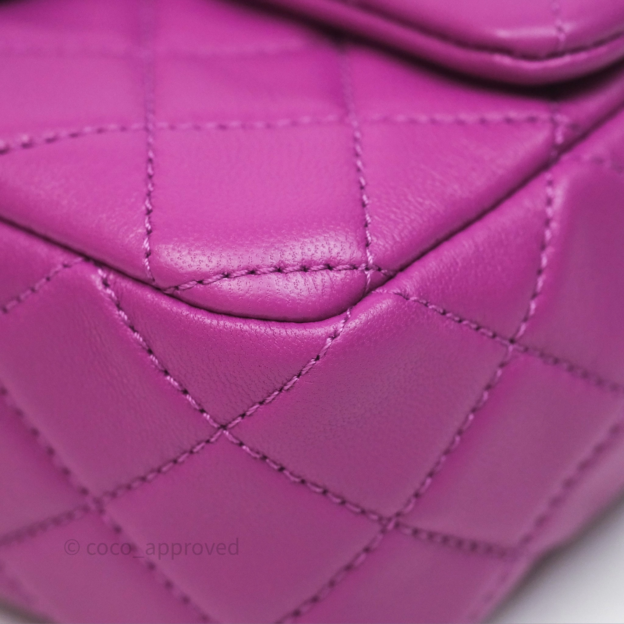 Chanel Mini Rectangular Pearl Crush Quilted Purple Lambskin Aged Gold Hardware