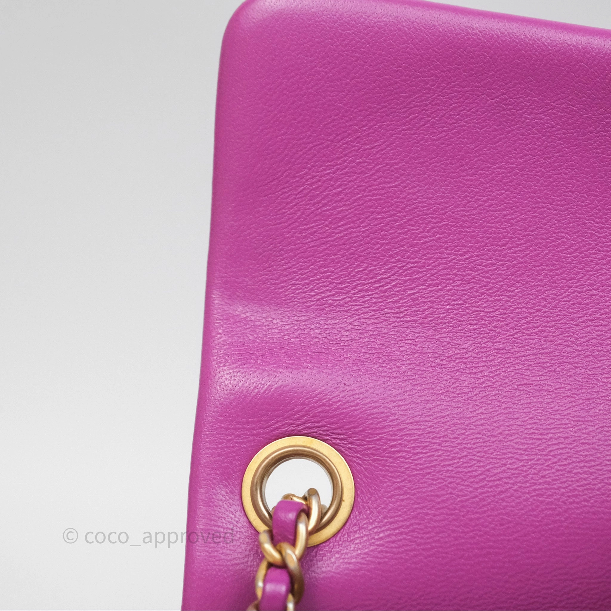 Chanel Mini Rectangular Pearl Crush Quilted Purple Lambskin Aged Gold Hardware