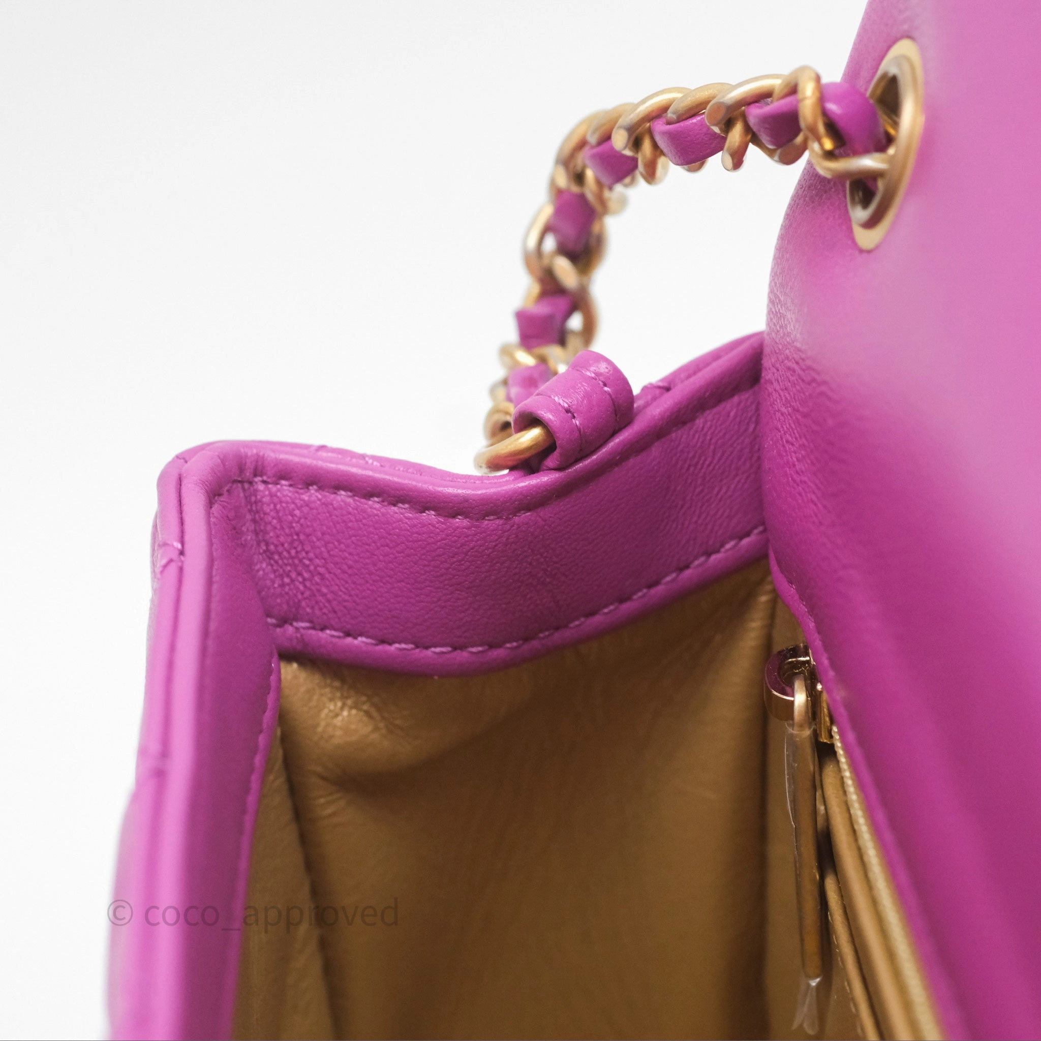 Chanel Mini Rectangular Pearl Crush Quilted Purple Lambskin Aged Gold Hardware