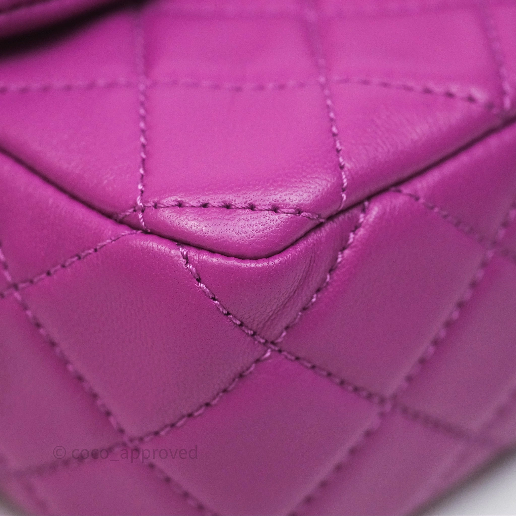 Chanel Mini Rectangular Pearl Crush Quilted Purple Lambskin Aged Gold Hardware