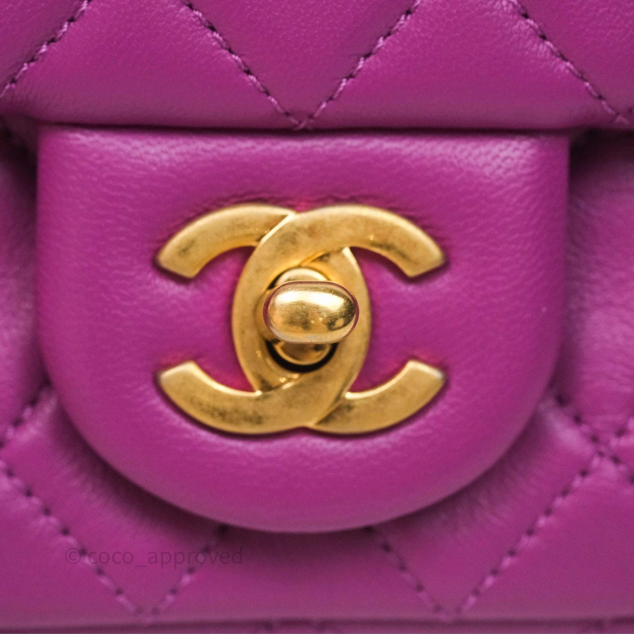Chanel Mini Rectangular Pearl Crush Quilted Purple Lambskin Aged Gold Hardware