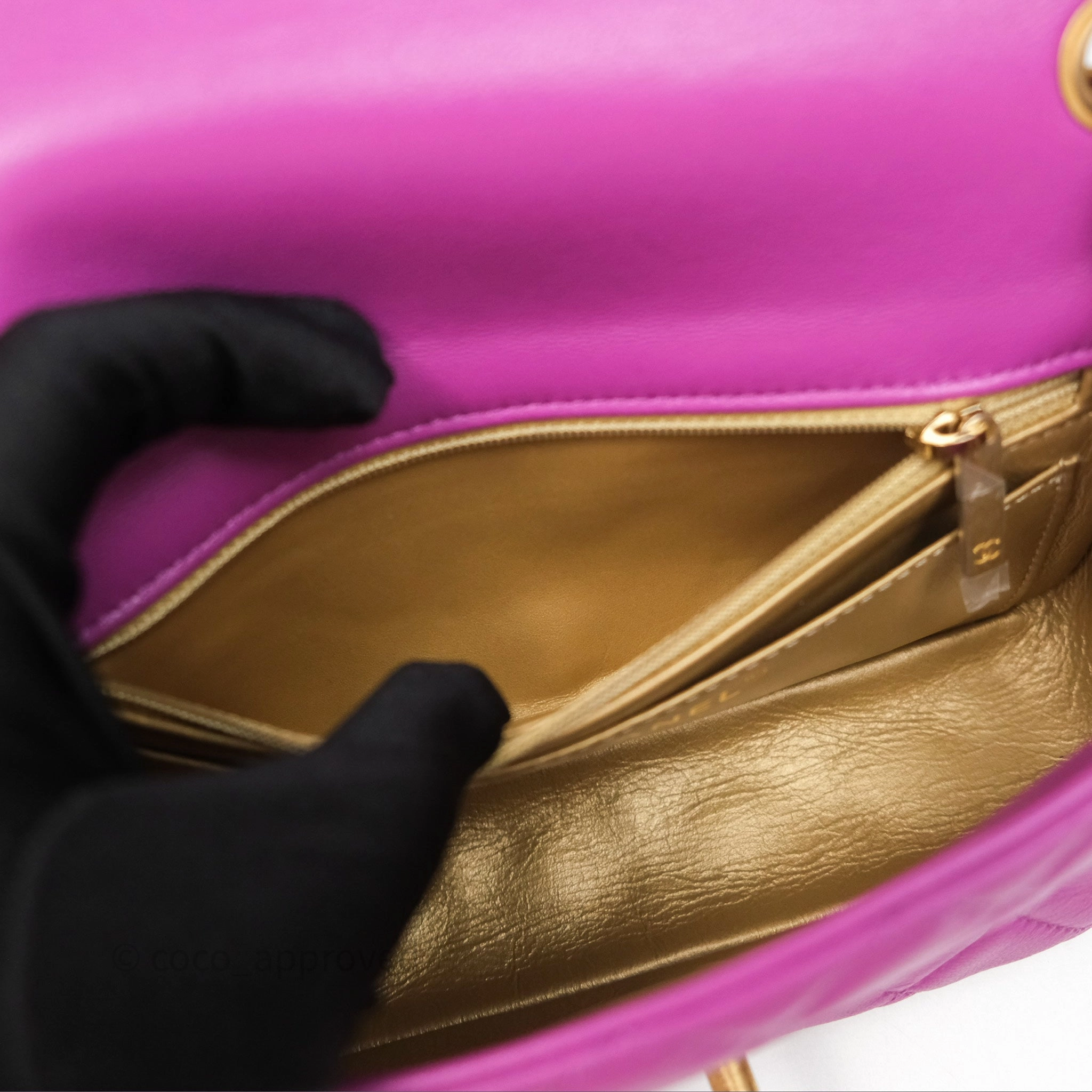 Chanel Mini Rectangular Pearl Crush Quilted Purple Lambskin Aged Gold Hardware