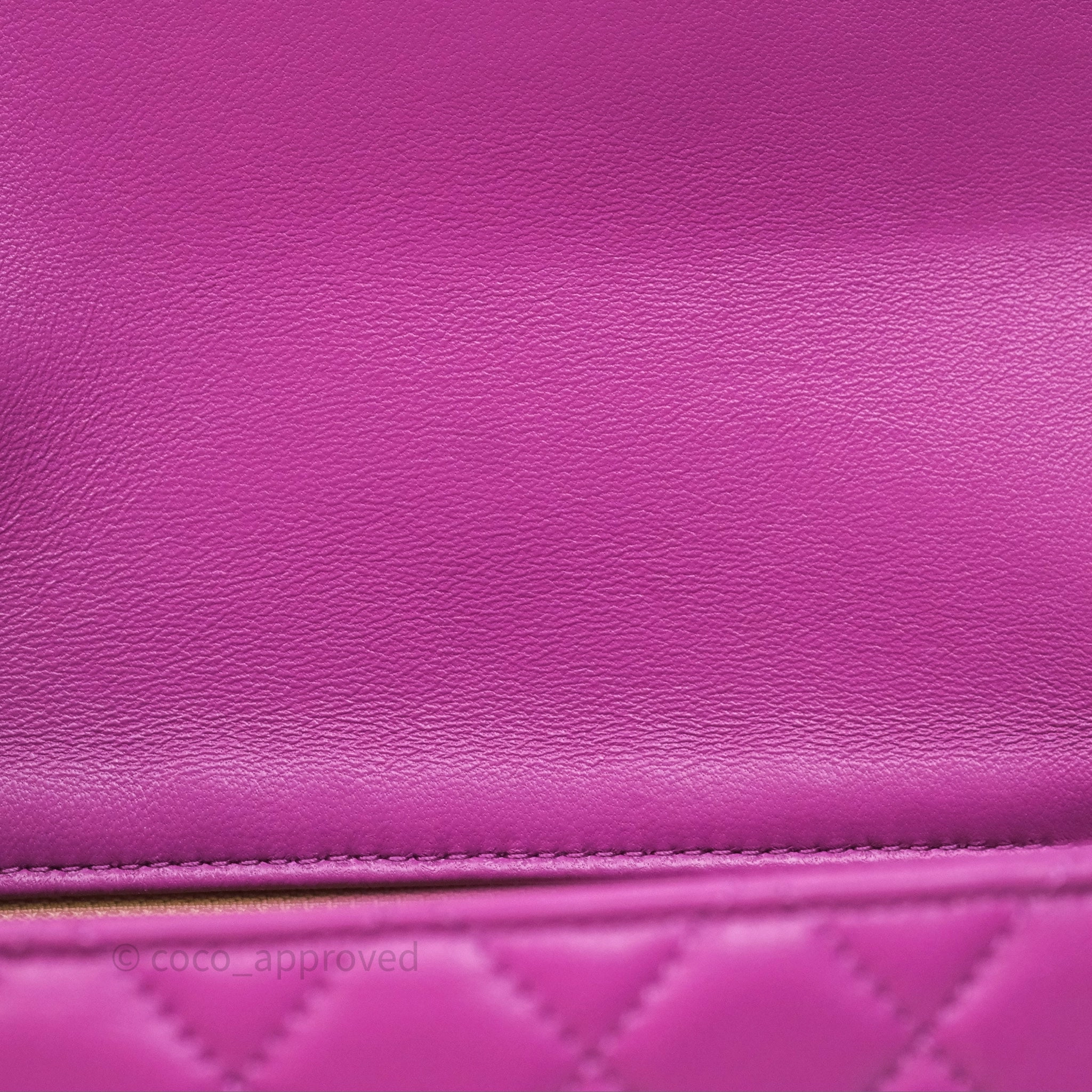 Chanel Mini Rectangular Pearl Crush Quilted Purple Lambskin Aged Gold Hardware